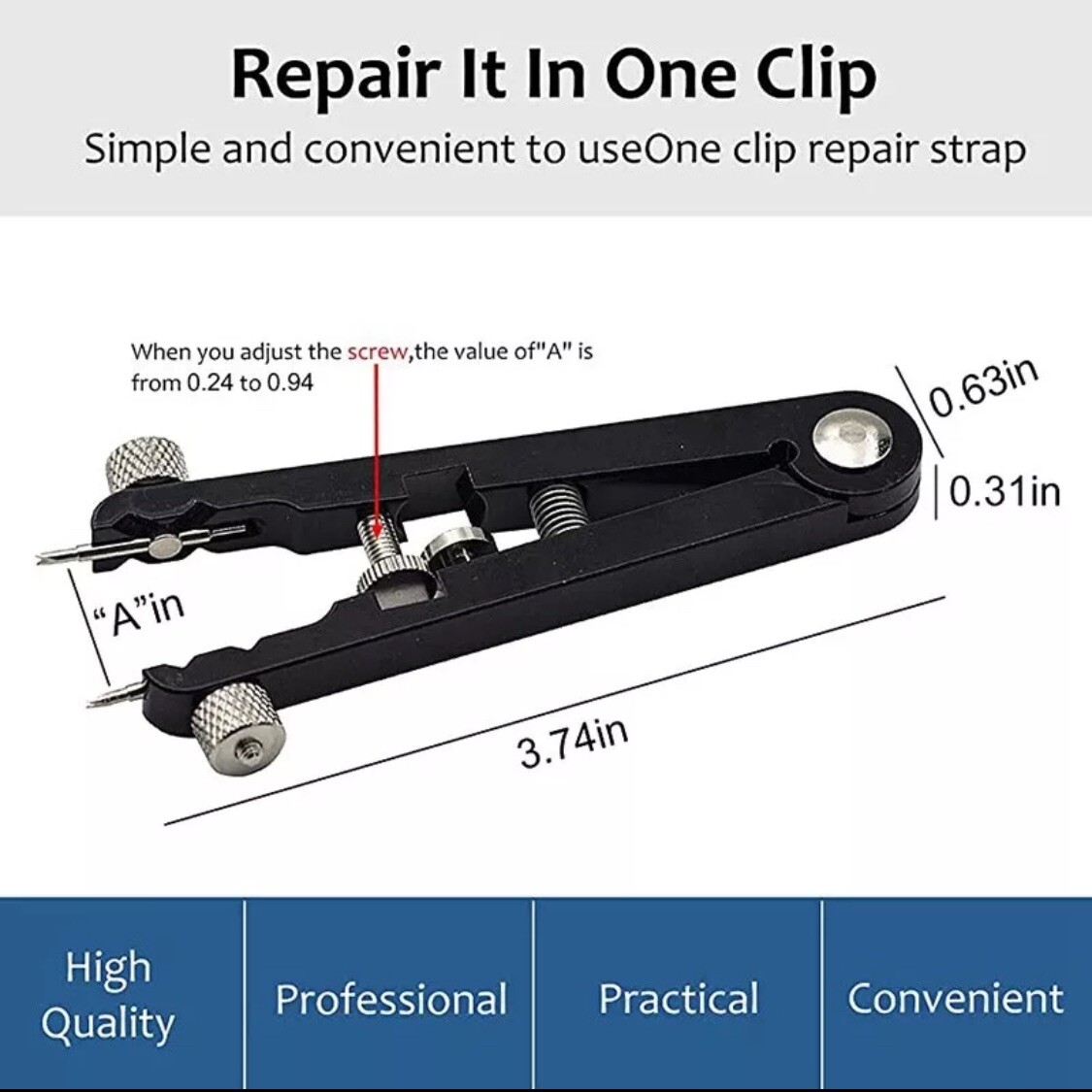 Watch Bracelet Spring Bar Remover Replace Removing Tool Y fork+8Pins For Rolex