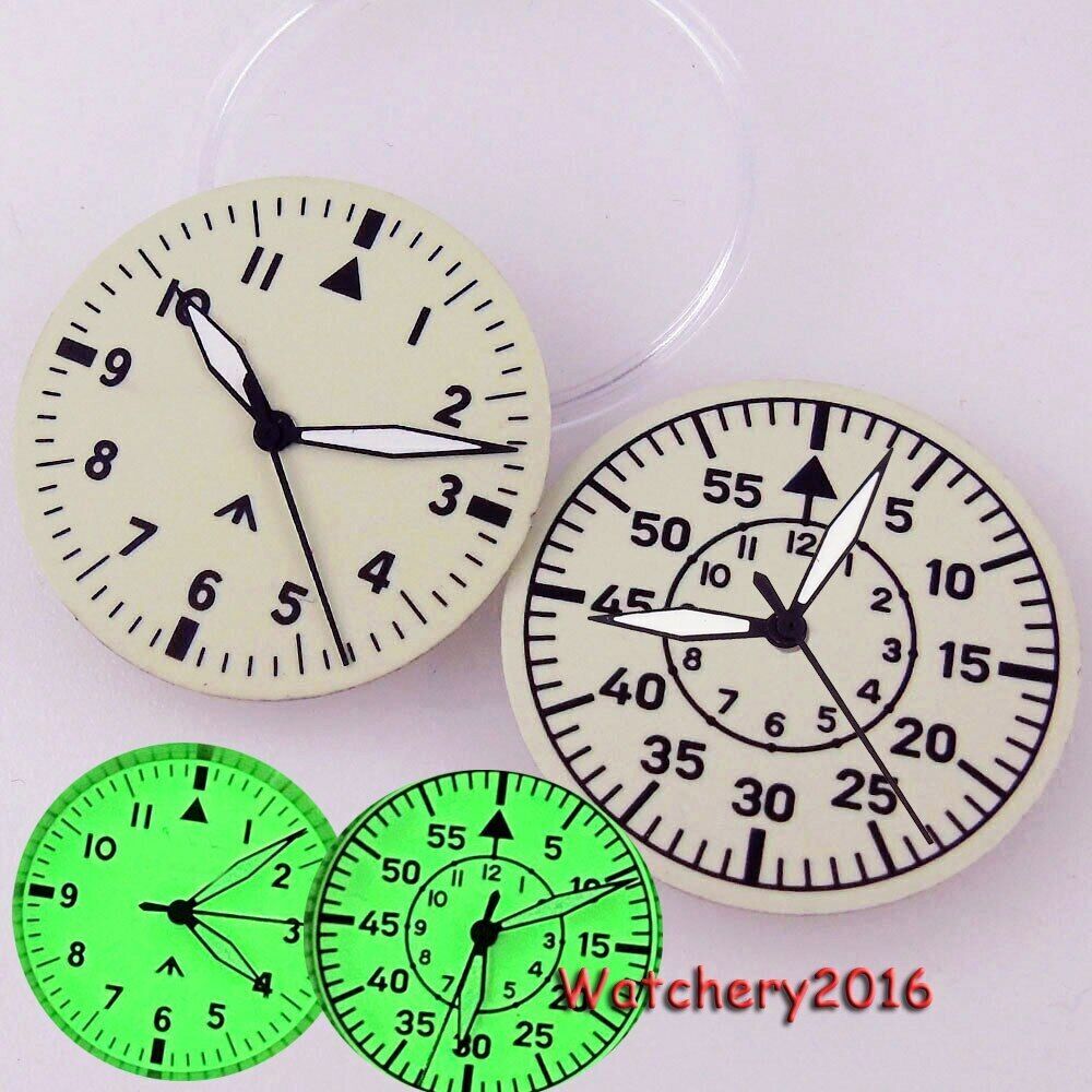 Tandorio 29mm Green Full Luminous Mens Watch Dial Fit NH35 2824 PT5000 Automatic