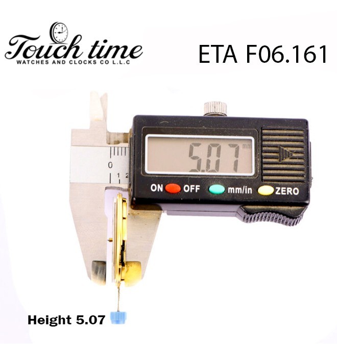 ETA F06.161 Swiss Watch Movement, 3Hands, White Date Disk At 6, Height:5.07.