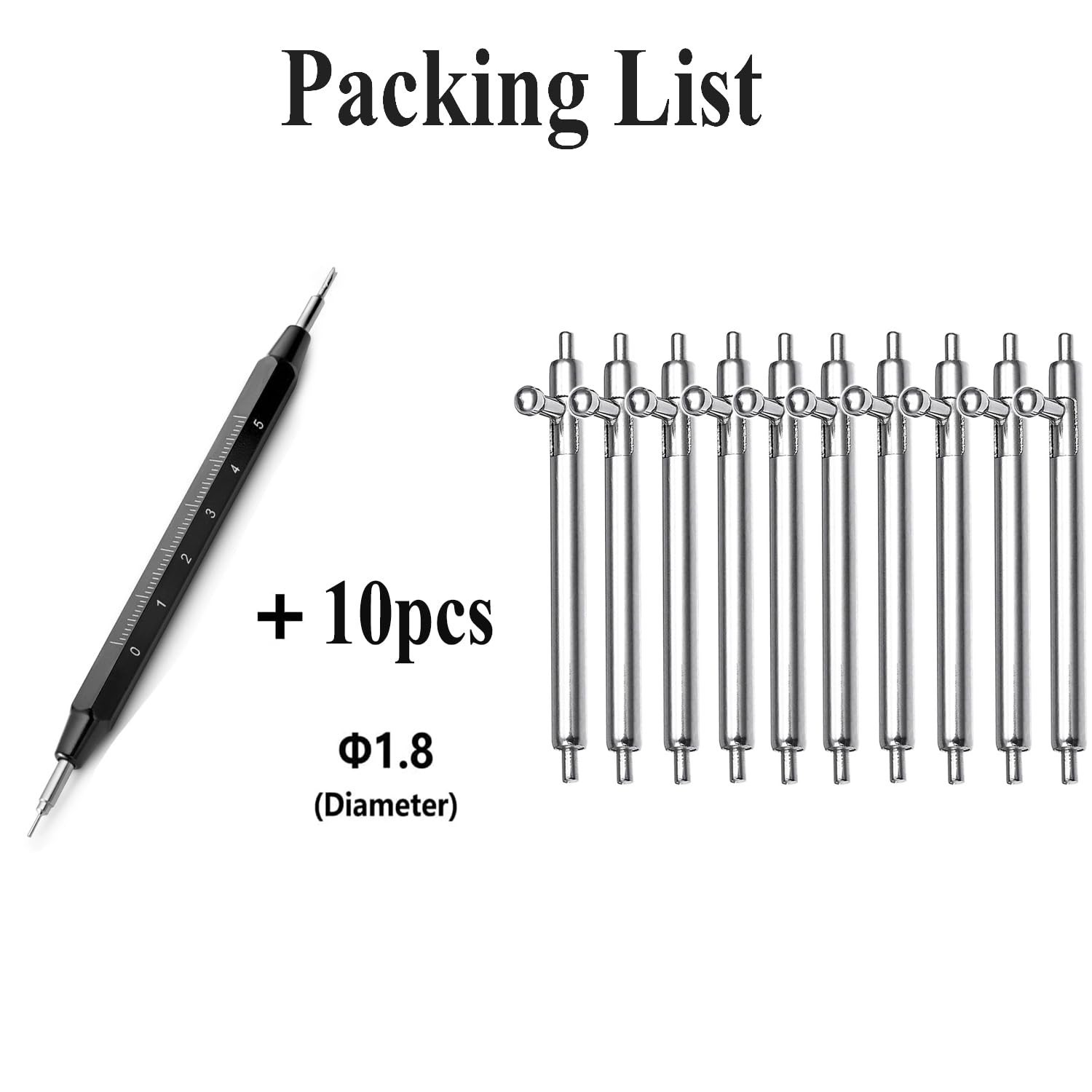 14mm 16mm 18mm 20mm 22mm 24mm Quick Release Spring Bars φ1.8mm Diameter 10p