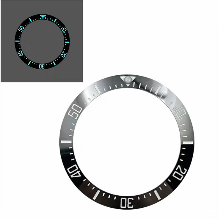 BLACK CERAMIC BEZEL INSERT FOR 44MM ROLEX DEEPSEA 116660 126600 136660 BLUE LUM