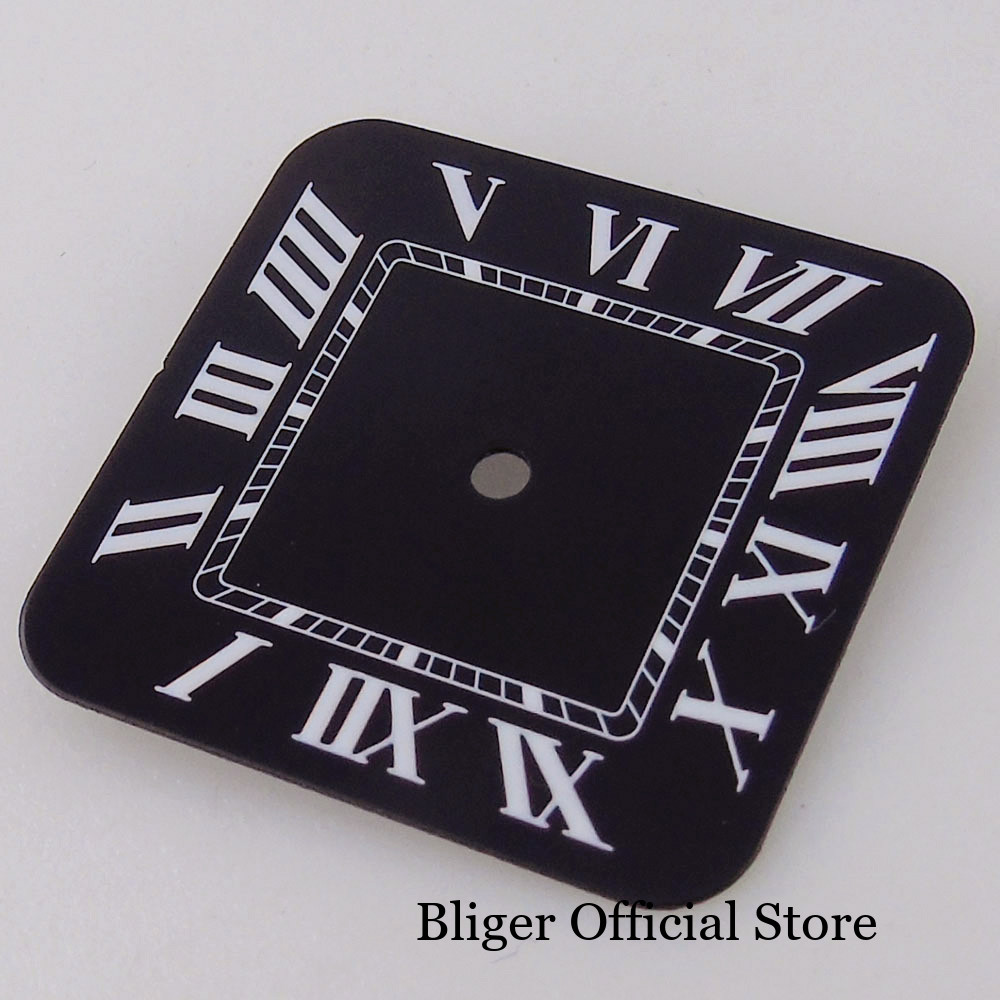 Square 27mm Sterile Watch Dial White Blue Black fit NH35 NH38 NH36 Roman Numeral