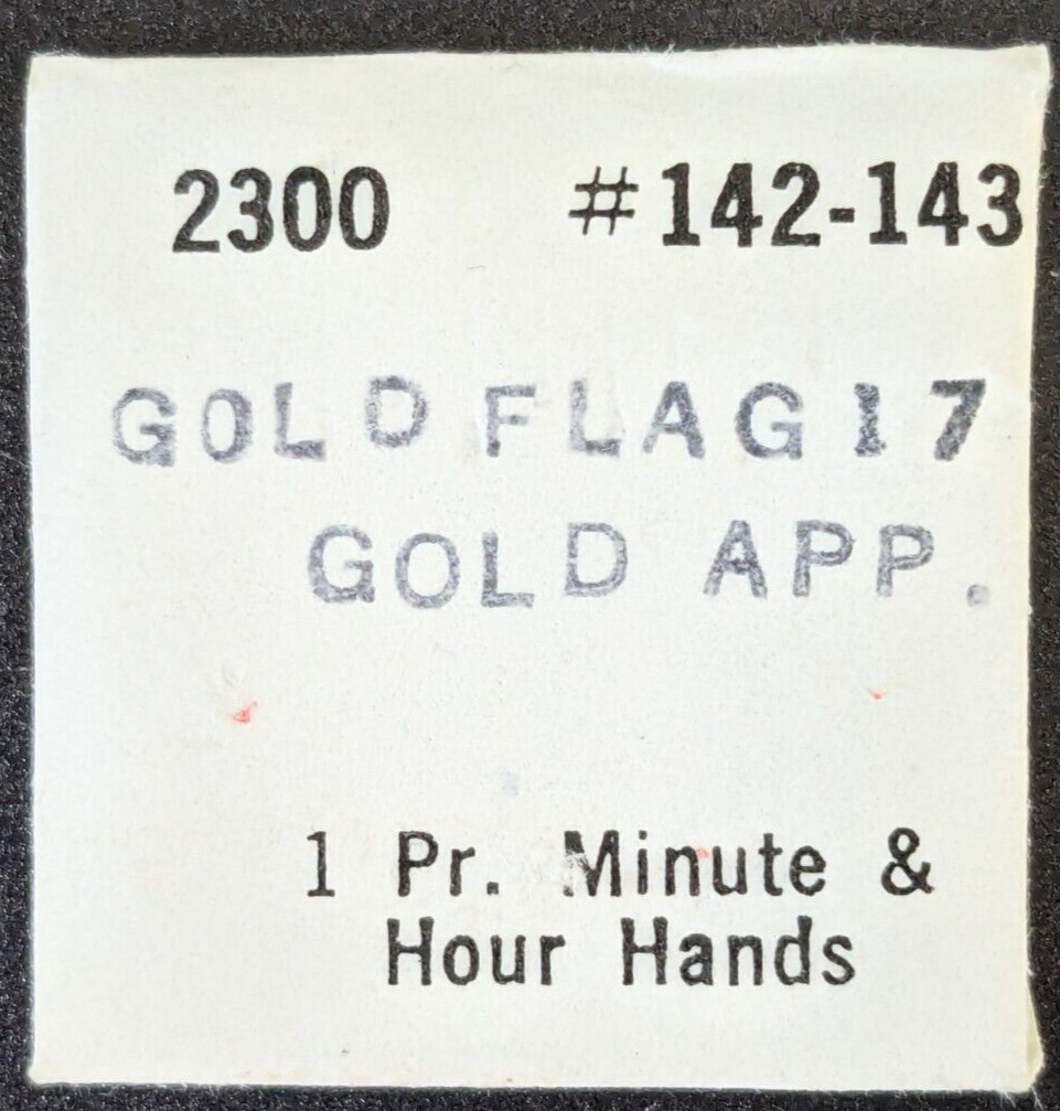 NOS Bulova Accutron Watch 2300 Pair Hands Hour Minute #142-143 Gold Flag 17 App