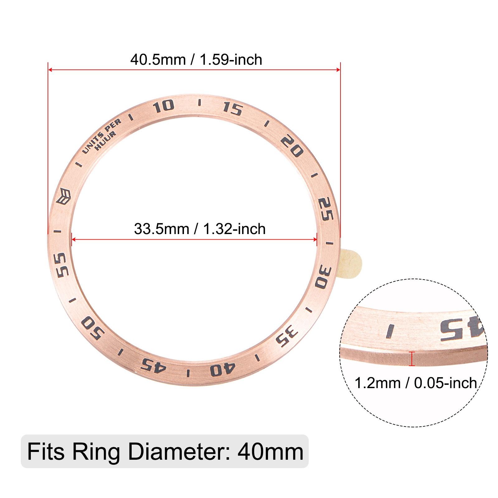 40mm Watch Bezel Adhesive Cover, Stainless Steel PVD Style, Rose Gold Tone
