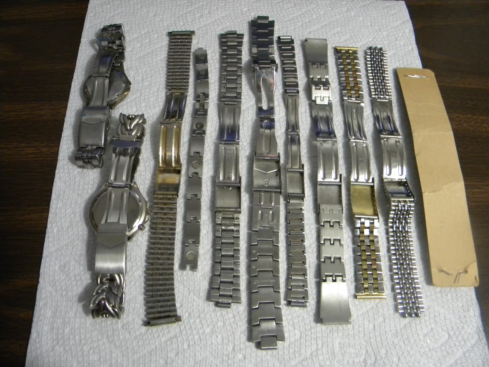 Lot of 11 Men’s Ladie’s Stainless or Other Watch Bands with Deployment Clasps #2