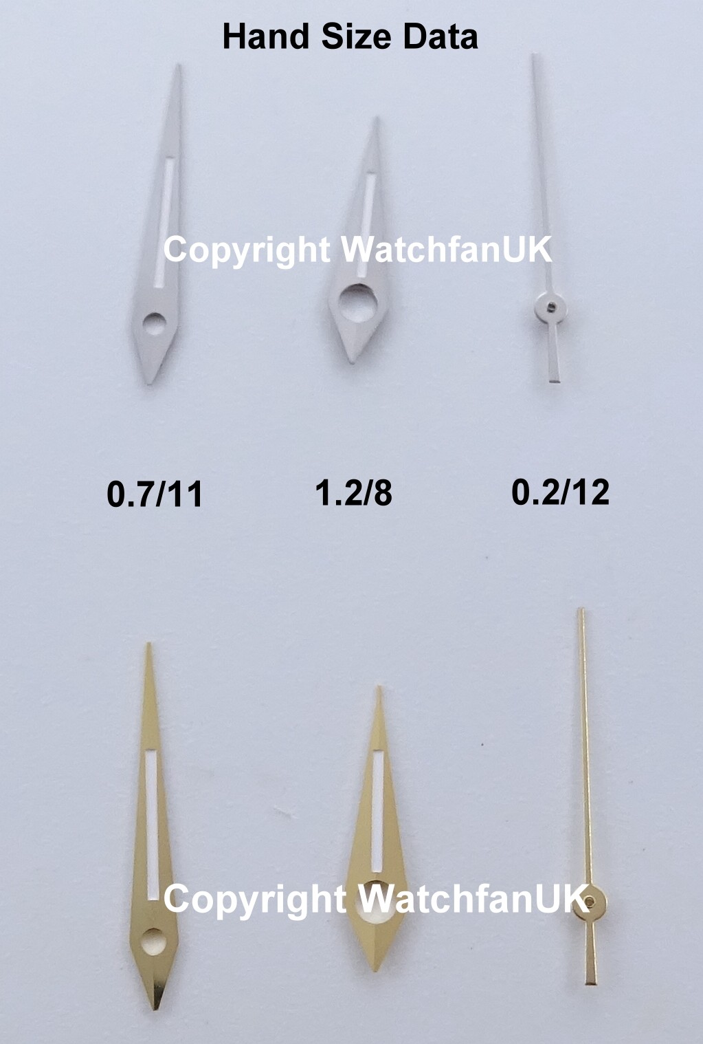 Dauphine Style Gold and Silver Tone Hands For ETA Movements (0.2/0.7/1.2)
