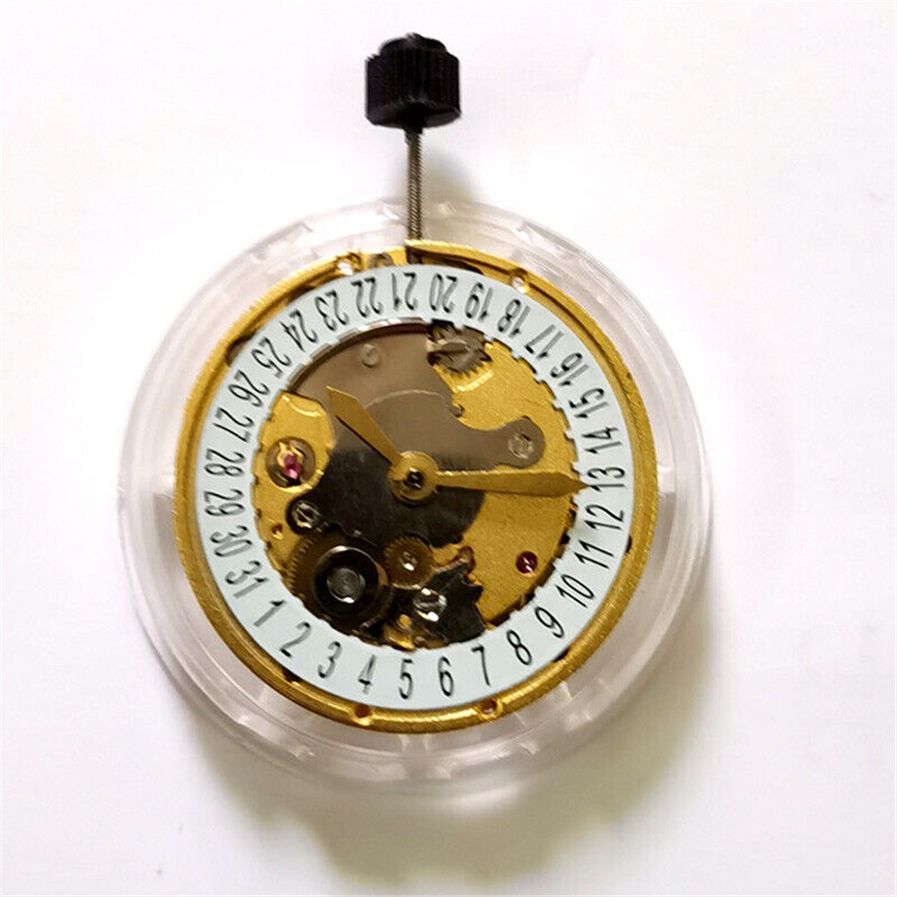 Gold 3 hands Single Calendar Automatic Mechanical Movement Replacement For 2824