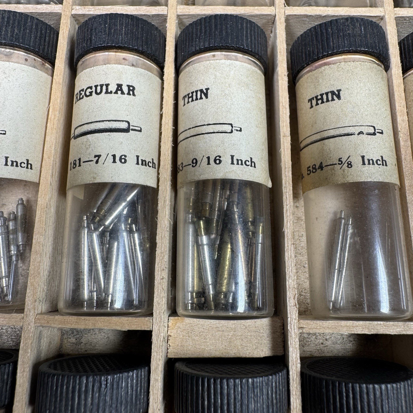 Fuller Spring Bars Set In Original Wooden Box For Wristwatch Watchmakers Vtg