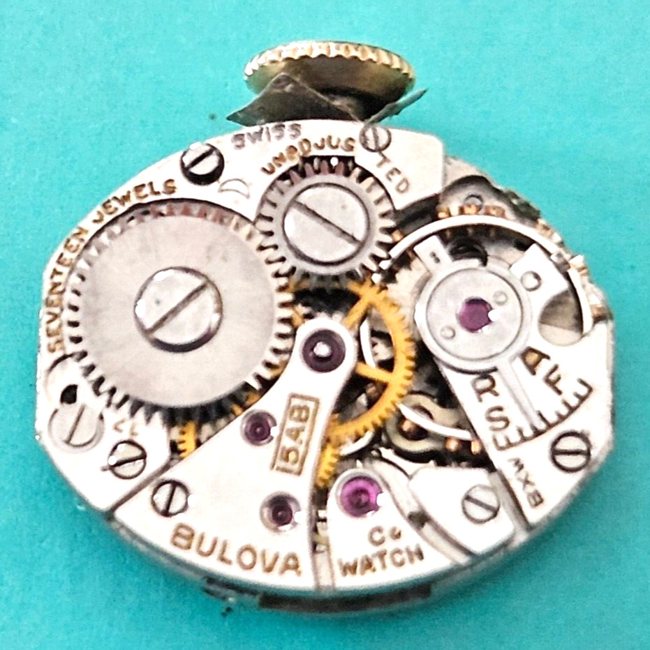 BULOVA 5AB 17J Watch Movement (REMOVED FROM GOLD CASE/BALANCE RUNS) 125