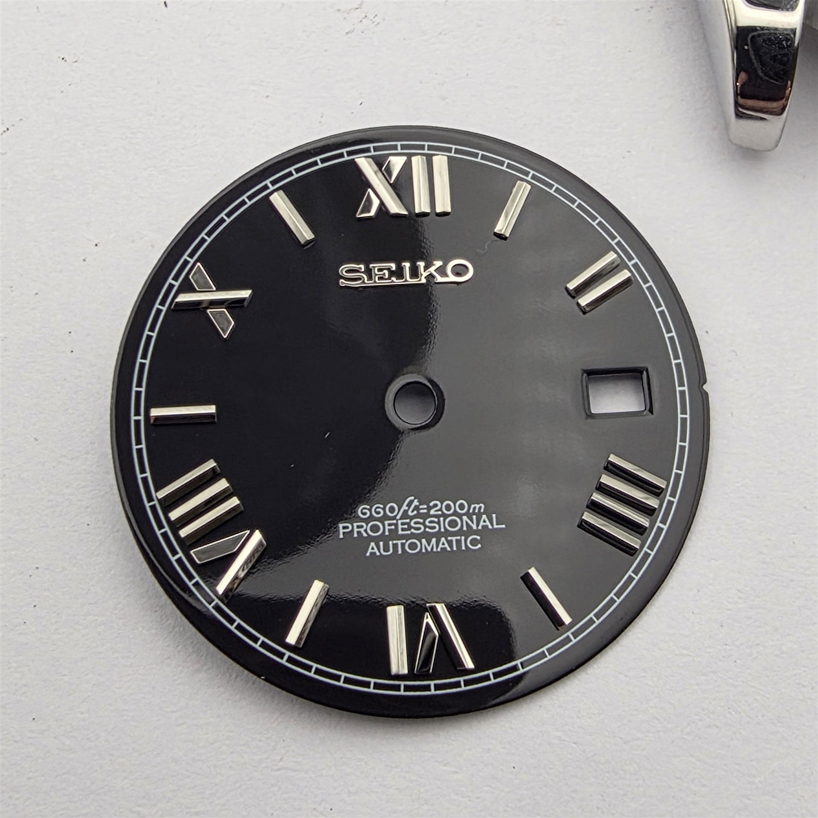 NEW AF SEIKO LEX DATE JUST SS ROMAN BLACK KIT CASE BEZEL CROWN GLASS STRAP DIAL