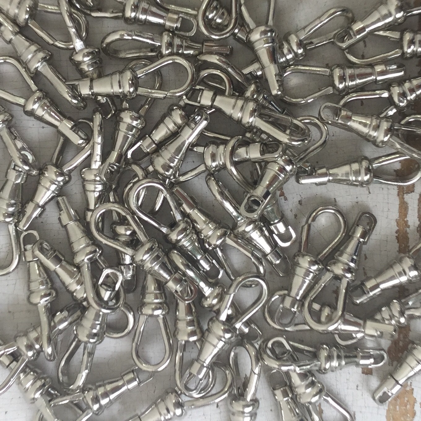 10 Pc Lot Swivel Clip Pocket Watch Chain Repair White SILVER Lanyard Clasp 1″