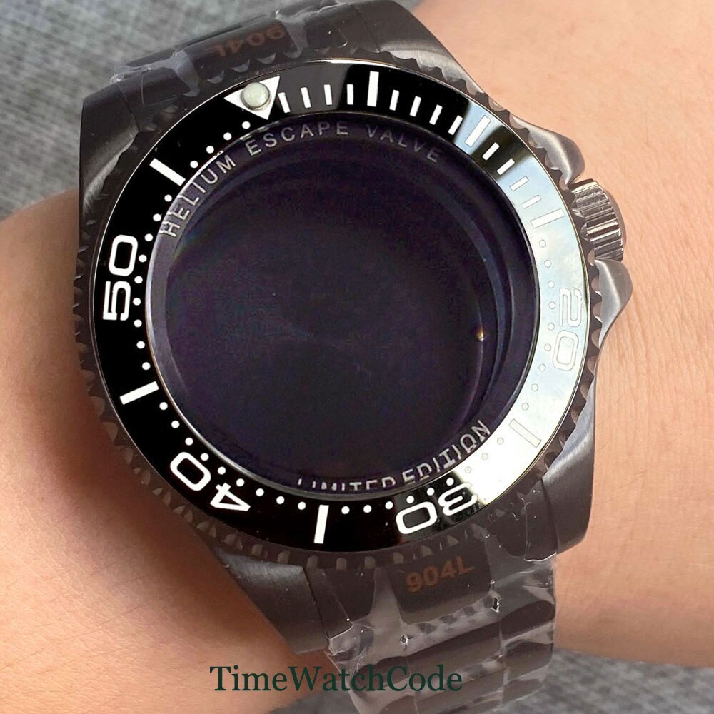43mm PVD Black Watch Case Fit NH34 NH35 NH36 ETA2824 PT5000 Miyota8215 DG2813