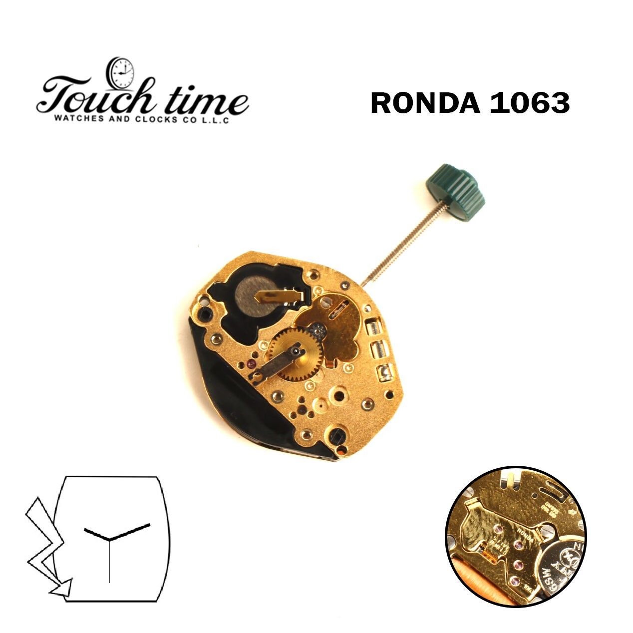 RONDA 1063 SWISS QUARTZ MOVEMENT , 3 HANDS , 5 JEWELS .