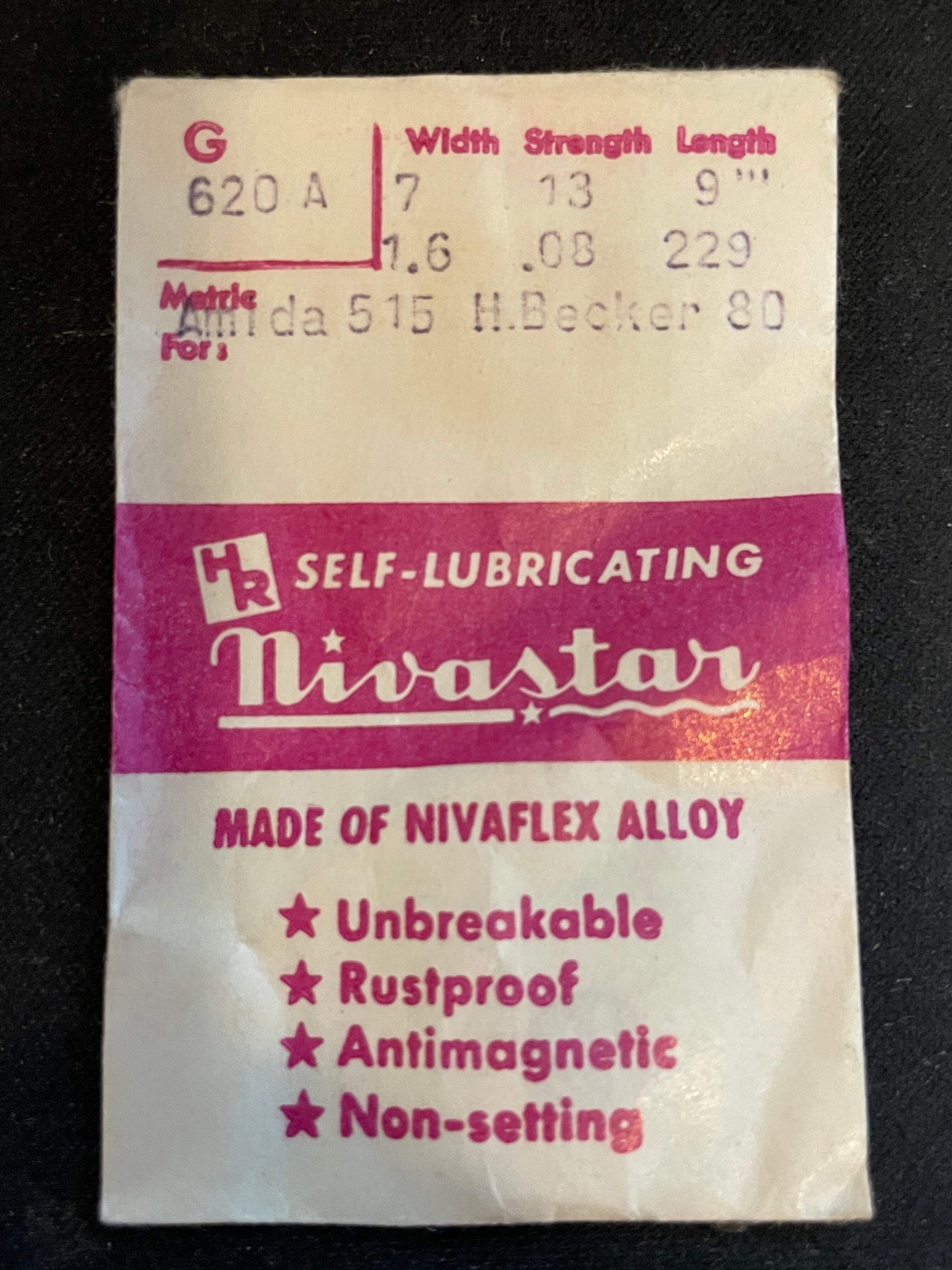 HR Nivastar Mainspring G620A for Amida caliber 515, H. Becker caliber 80 – Alloy