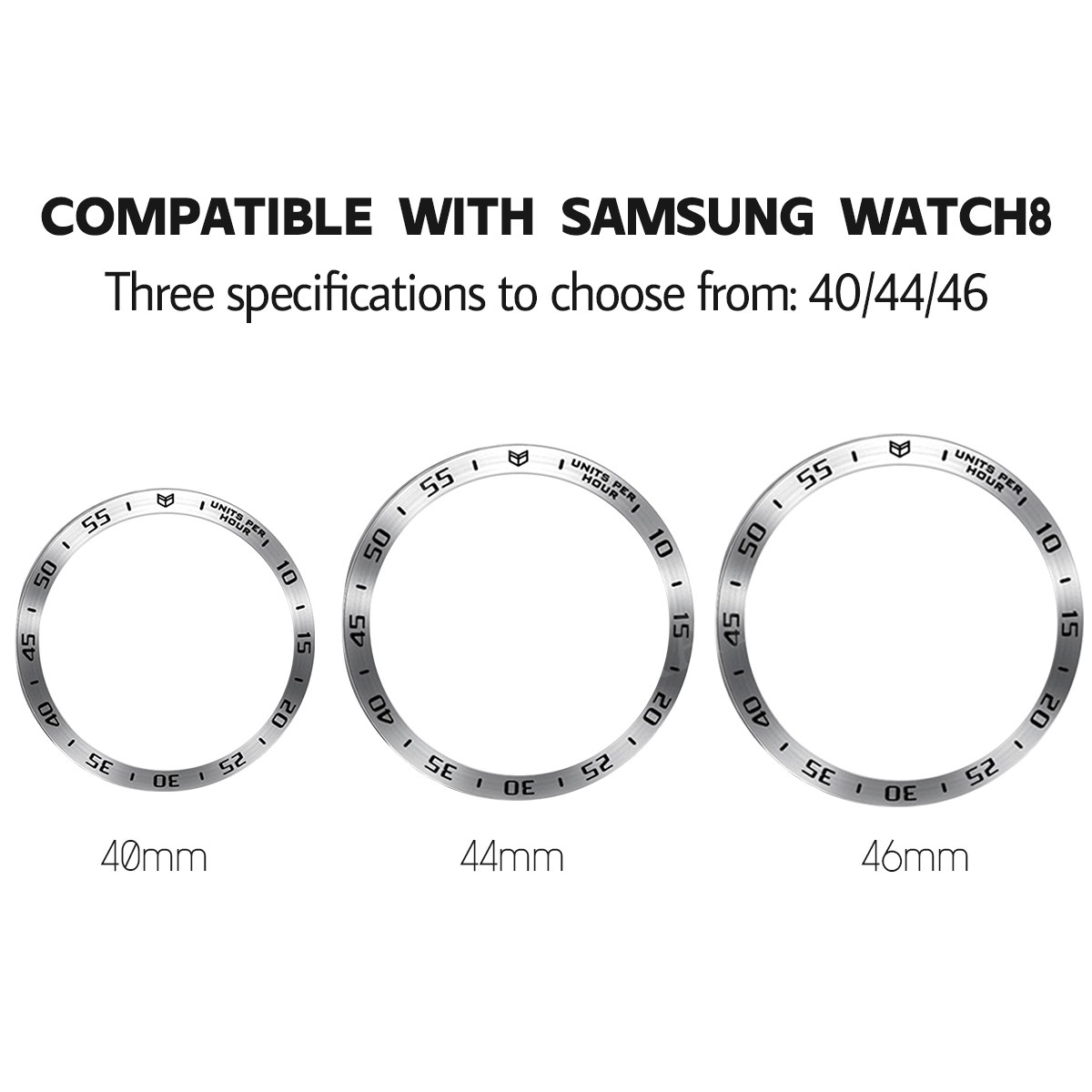 For Samsung Galaxy Watch 8/8Classic 46/44/40mm Bezel Ring Metal Watch Cover Case