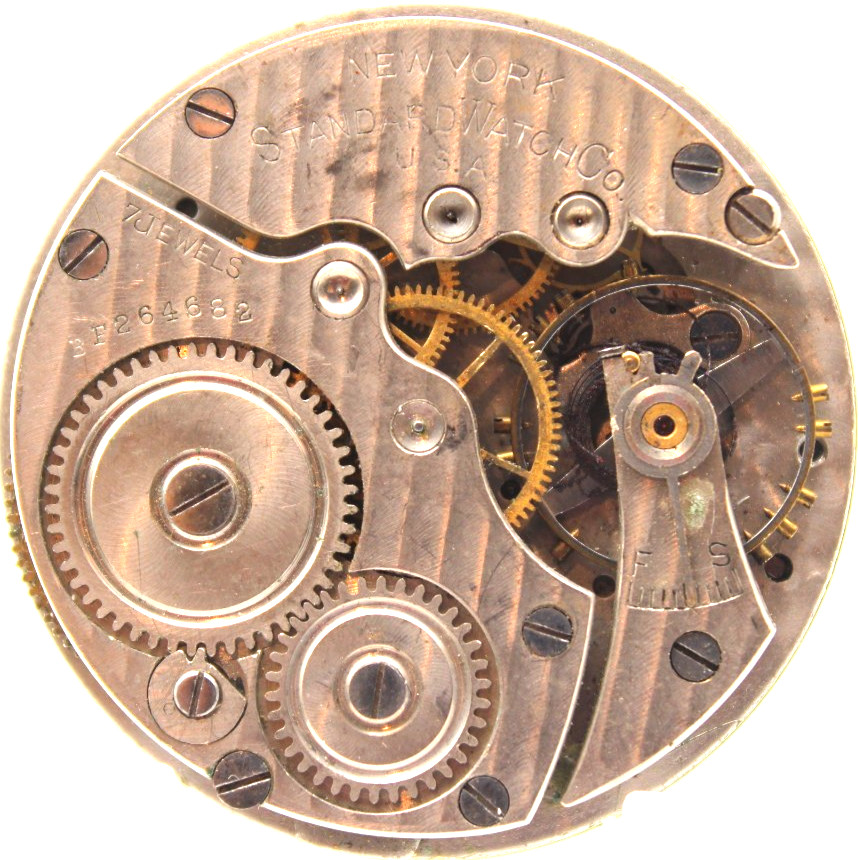 1917 NEW YORK STANDARD POCKET WATCH MOVEMENT BF264682 GRADE: 171 12s 7j (QM2)
