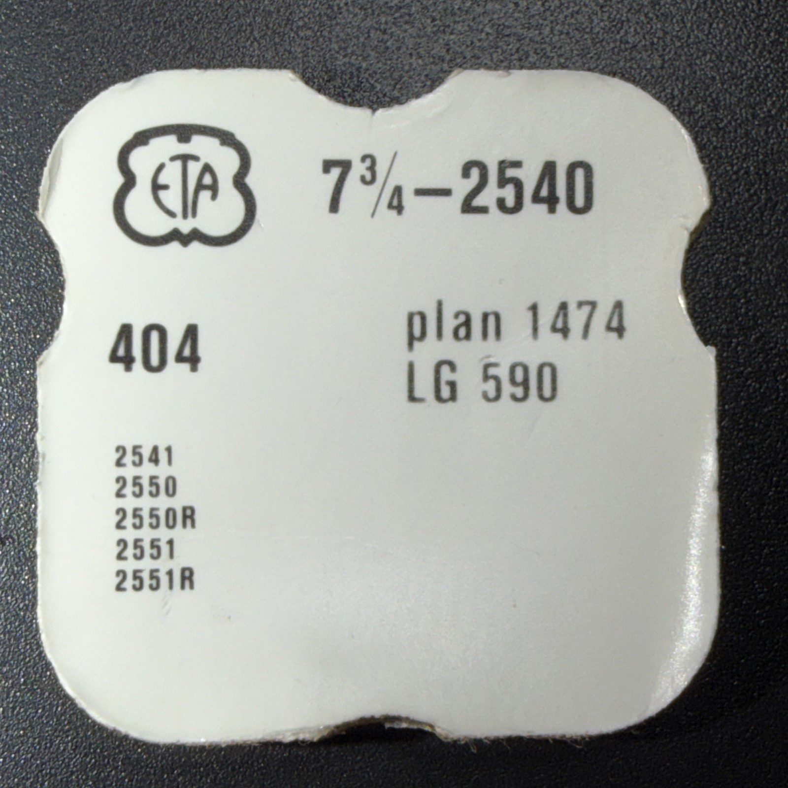 ETA 2540 etc Split Winding Stem 404 Male Movement Side