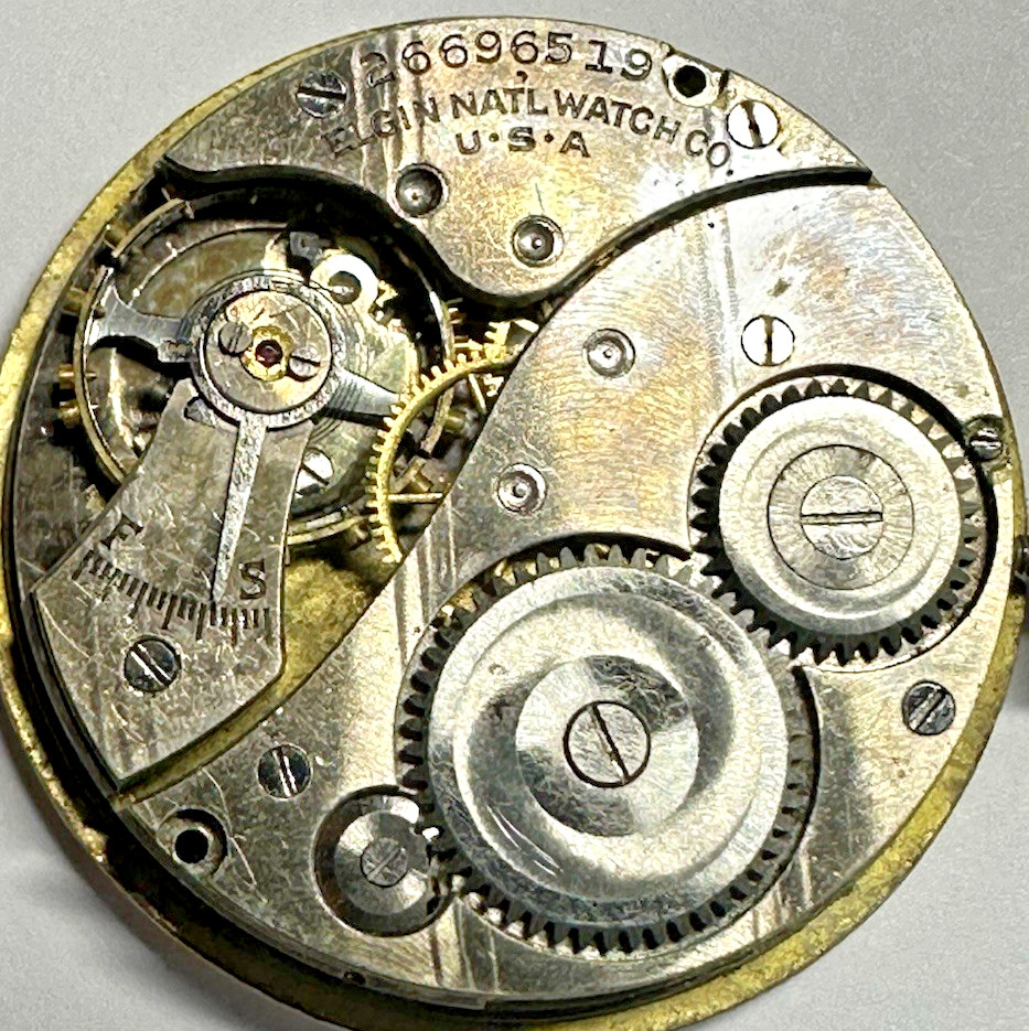 Vintage 1924 ELGIN 7J Gr. 430 Movement DIAMOND DIAL For Parts Repair J15
