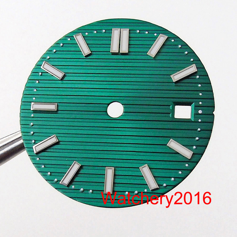 29.8mm Watch Dial Luminous Sterile Sky Blue White fit NH35 movement Square case
