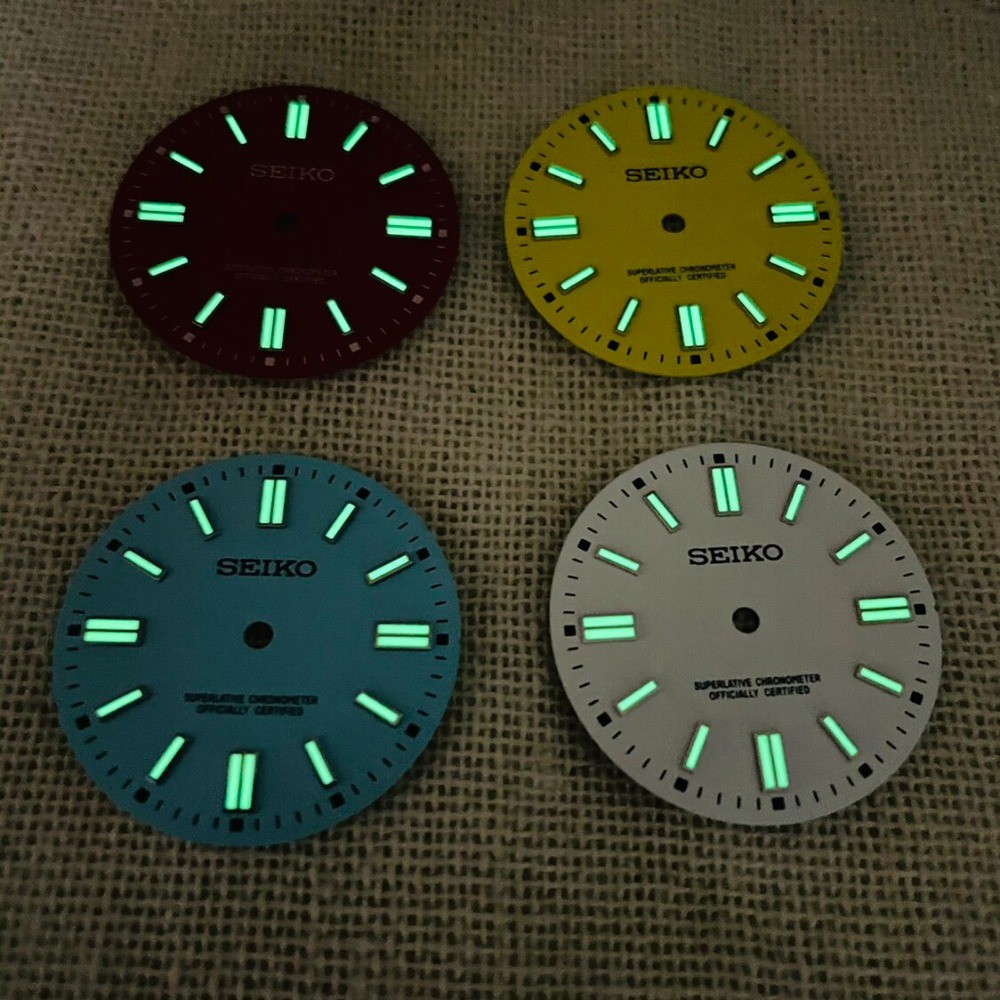 28.5mm Watch Dial Green Luminous For Seiko NH35 NH36 Movement Diary Watch Dials