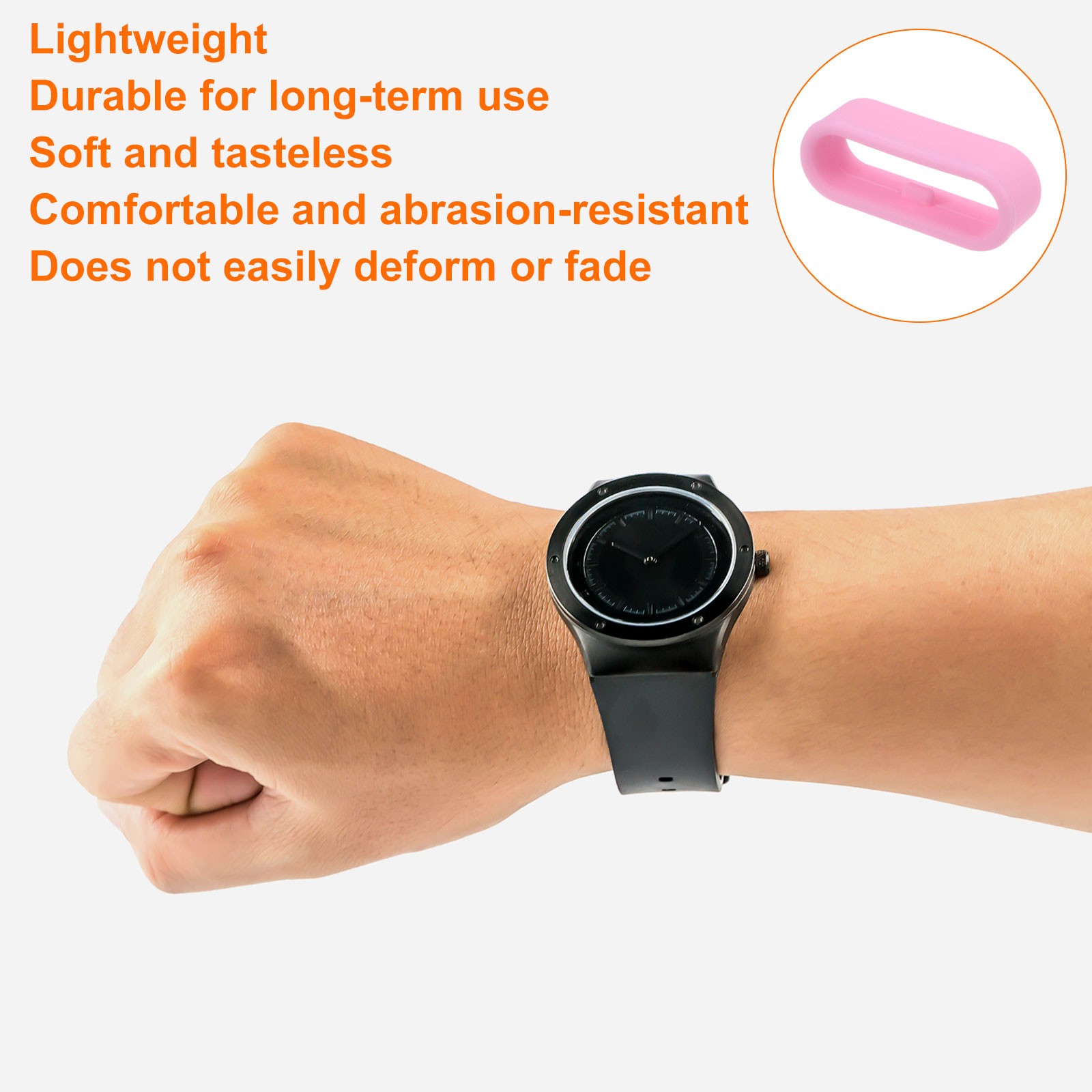 10Pcs Watch Band Strap Loops Silicone Fastener Rings for 20mm Band Pink