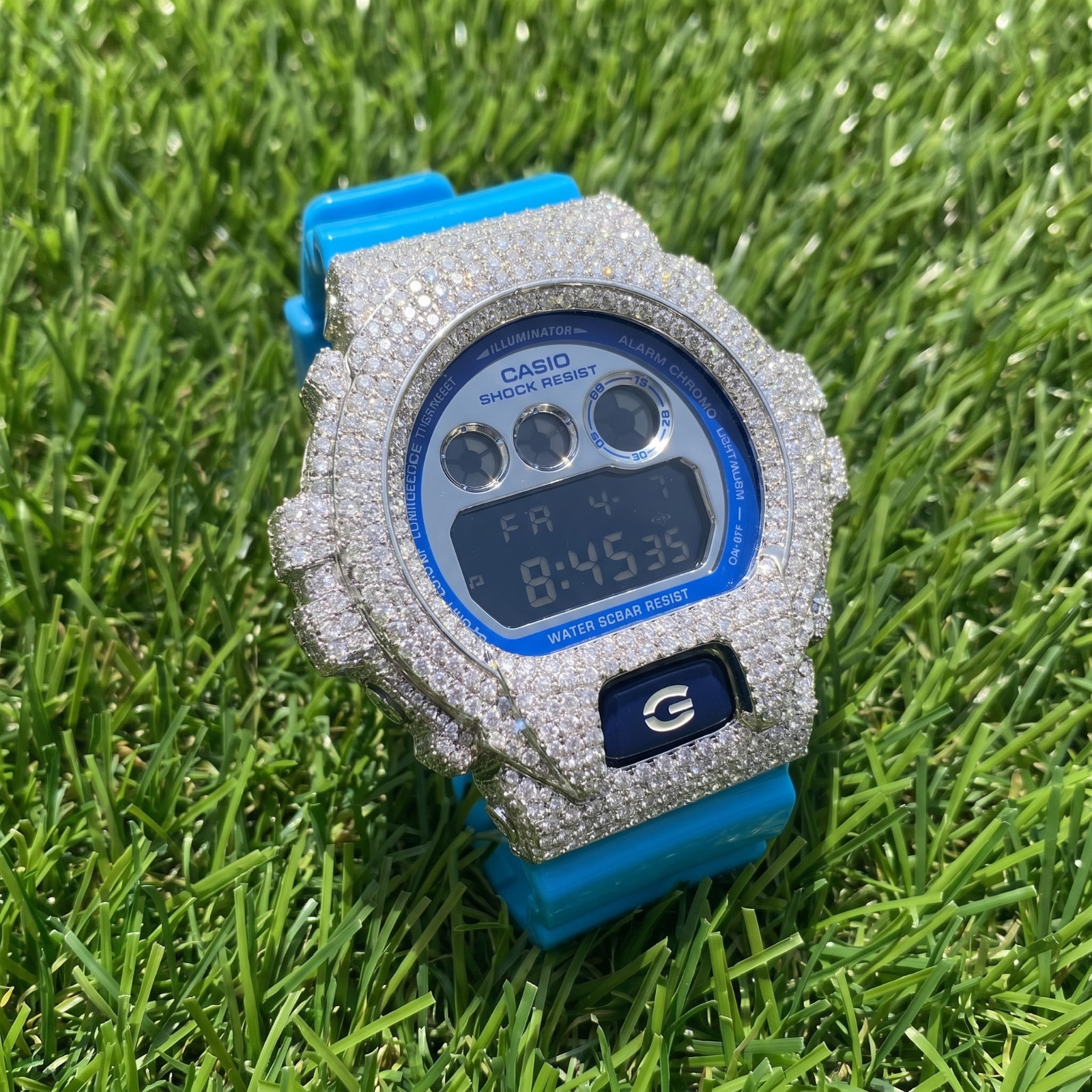 DW6900 Moissanite Bezel Kit Custom Iced Out Silver Bezel Only