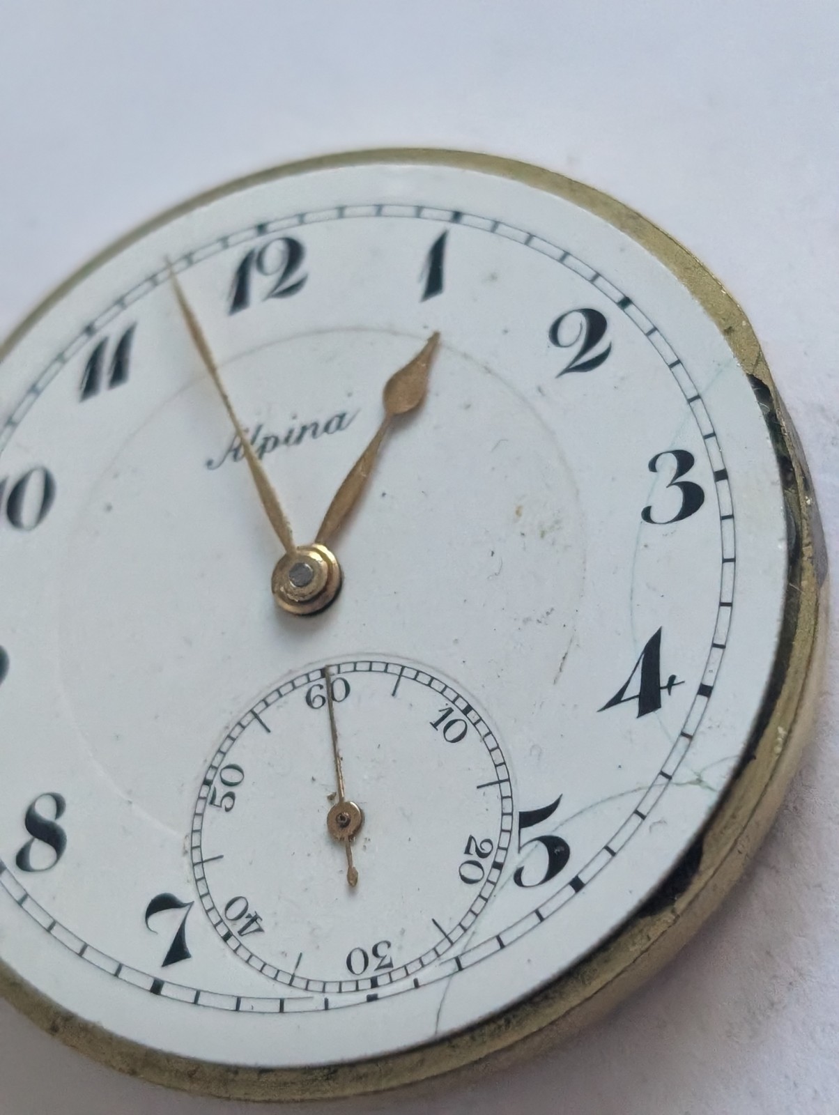 Vintage Alpina 1110 Pocket Watch Movement (Runs But Untested)