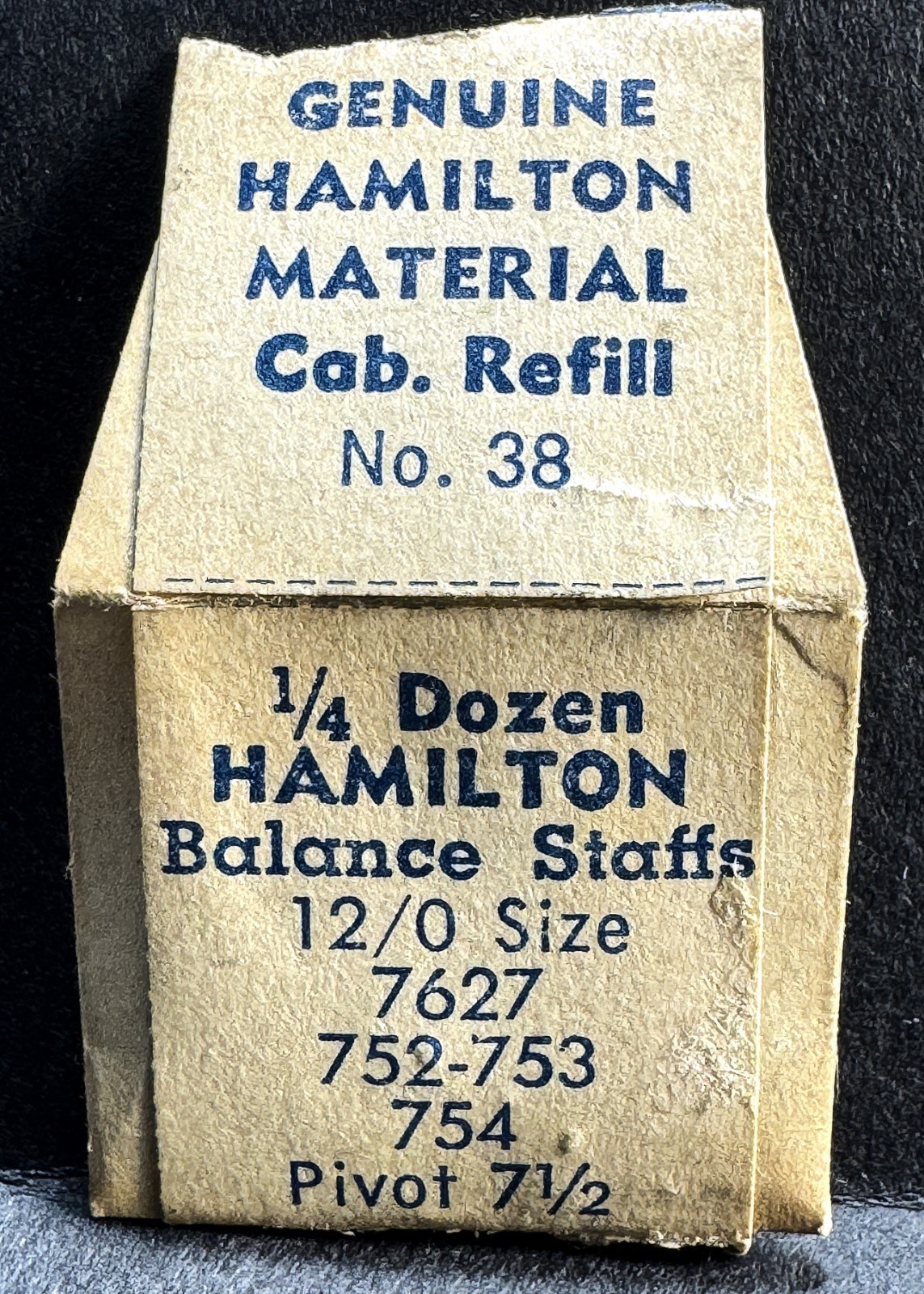 Hamilton 7627 Balance Staff 12/0 Size Pivot 7-1/2, NOS (3 Staffs) in Orig. Pkg