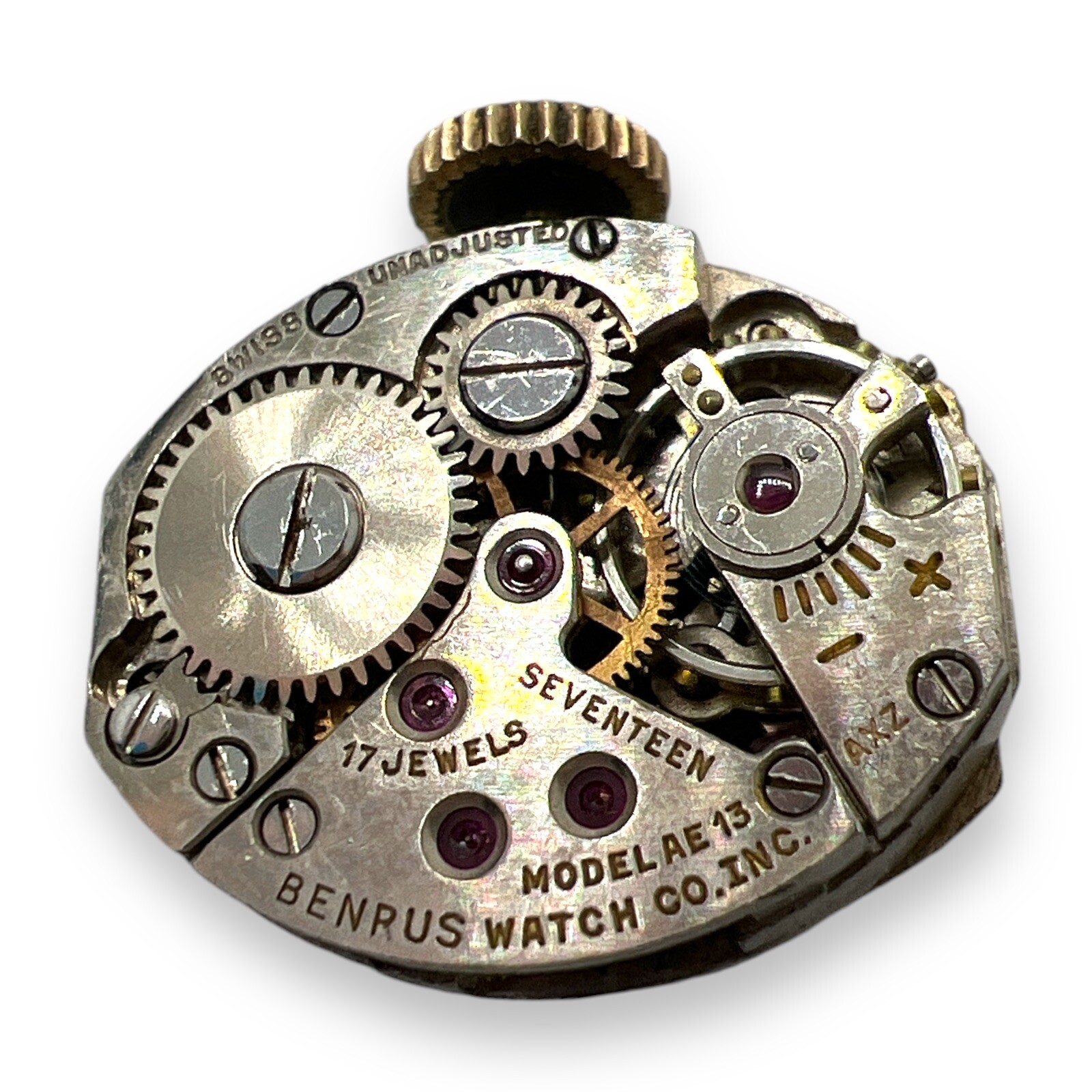 Benrus AE Watch Movement Ladies 17J VTG AE 13 AS 1012 Ligne 5 1/2 x 6 3/4 Runs
