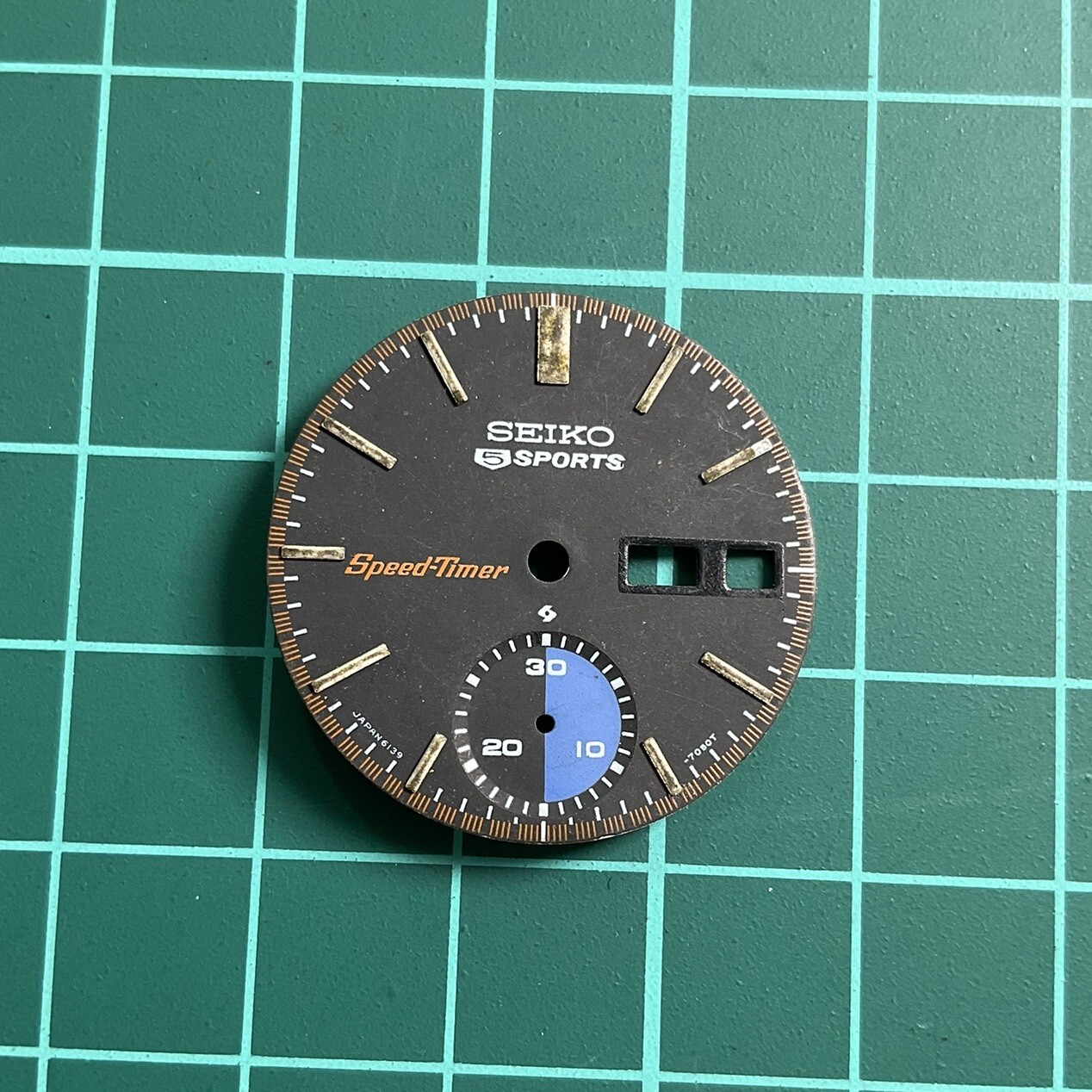 VTG SEIKO 5 SPORTS SPEEDTIMER 6139 CHRONO WATCH DIAL FOR PARTS OR REPAIR JG1