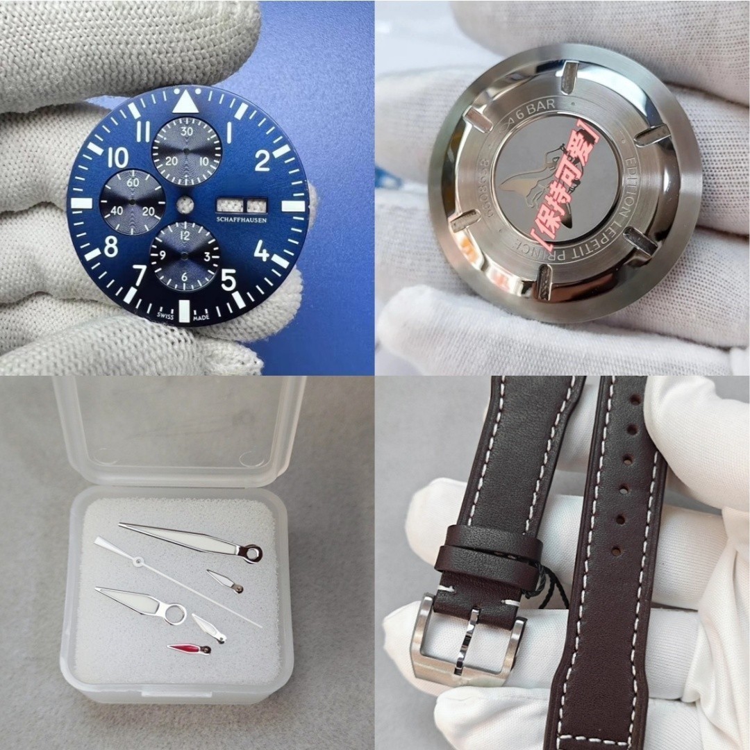 DIY 43mm stainless steel kit with dial, strap, and hands suitable for 7750