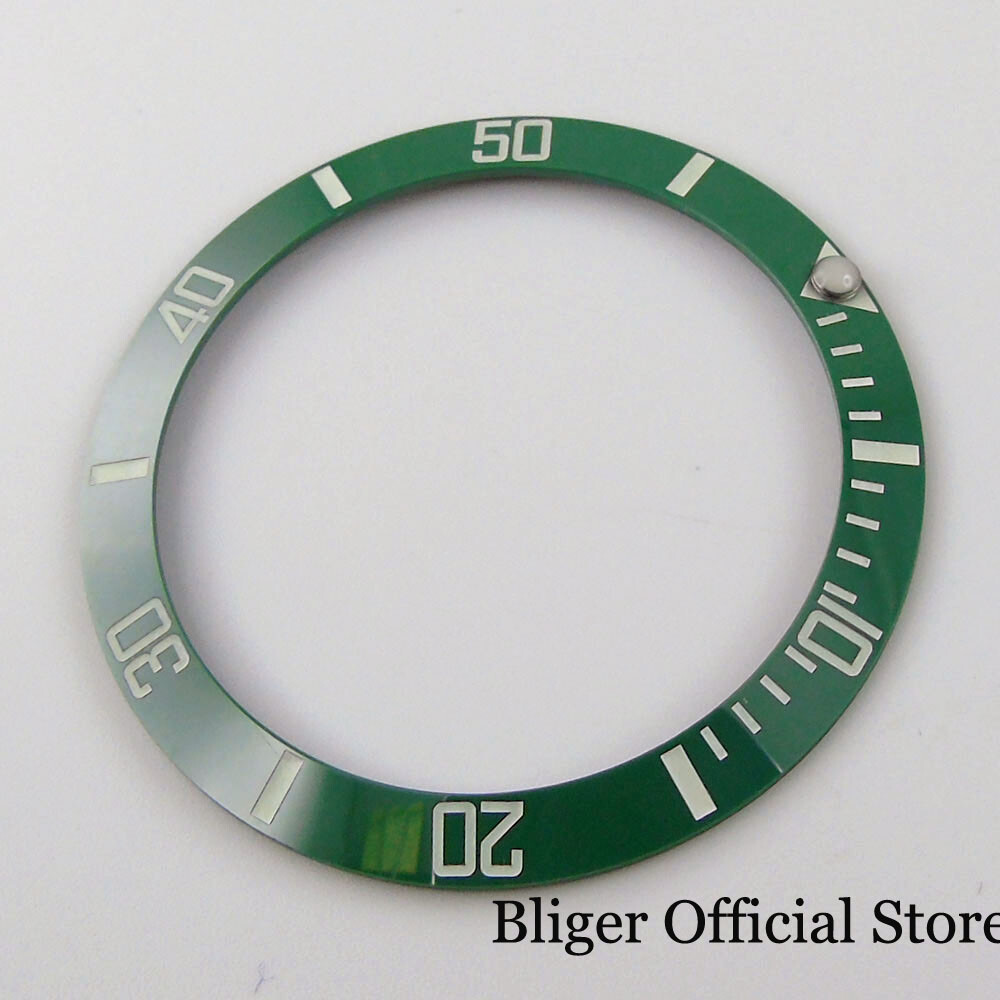 BLIGER Slope Luminous Marks 38mm Ceramic Watch Bezel Insert for 40mm NH35A Watch