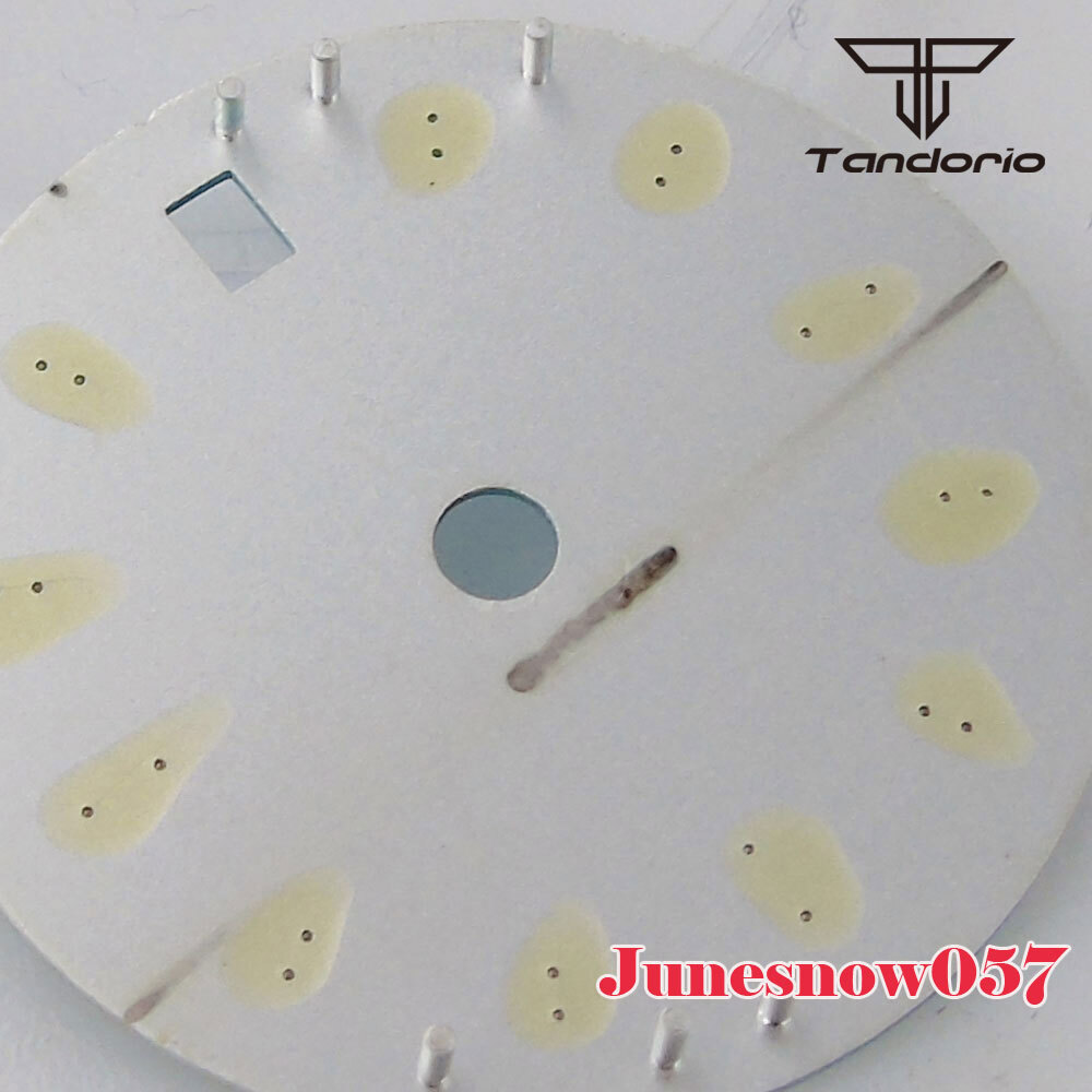 Tandorio 29MM White Blue Black Green Sterile Watch Dial Face Lume Fit NH34A GMT