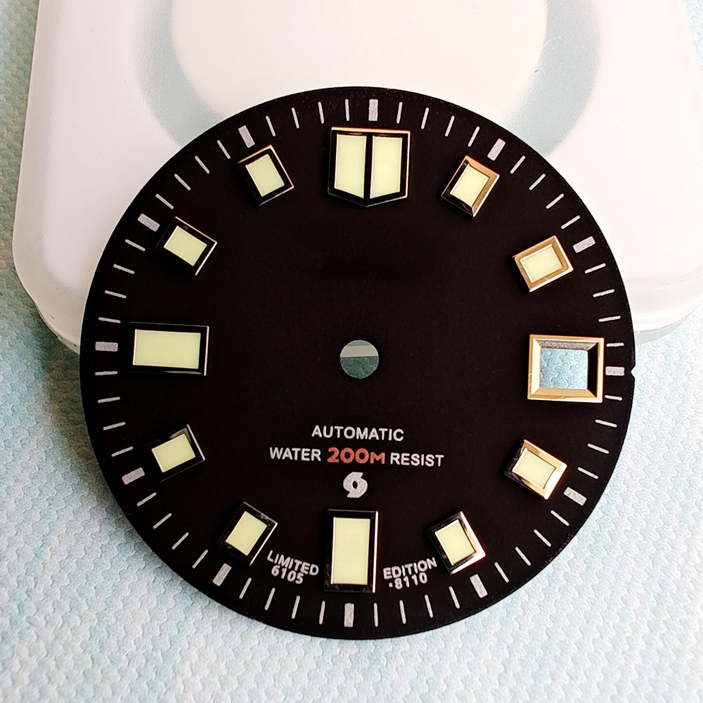 28.5mm dial with C3 luminescent coating, for NH35 dive watch modification