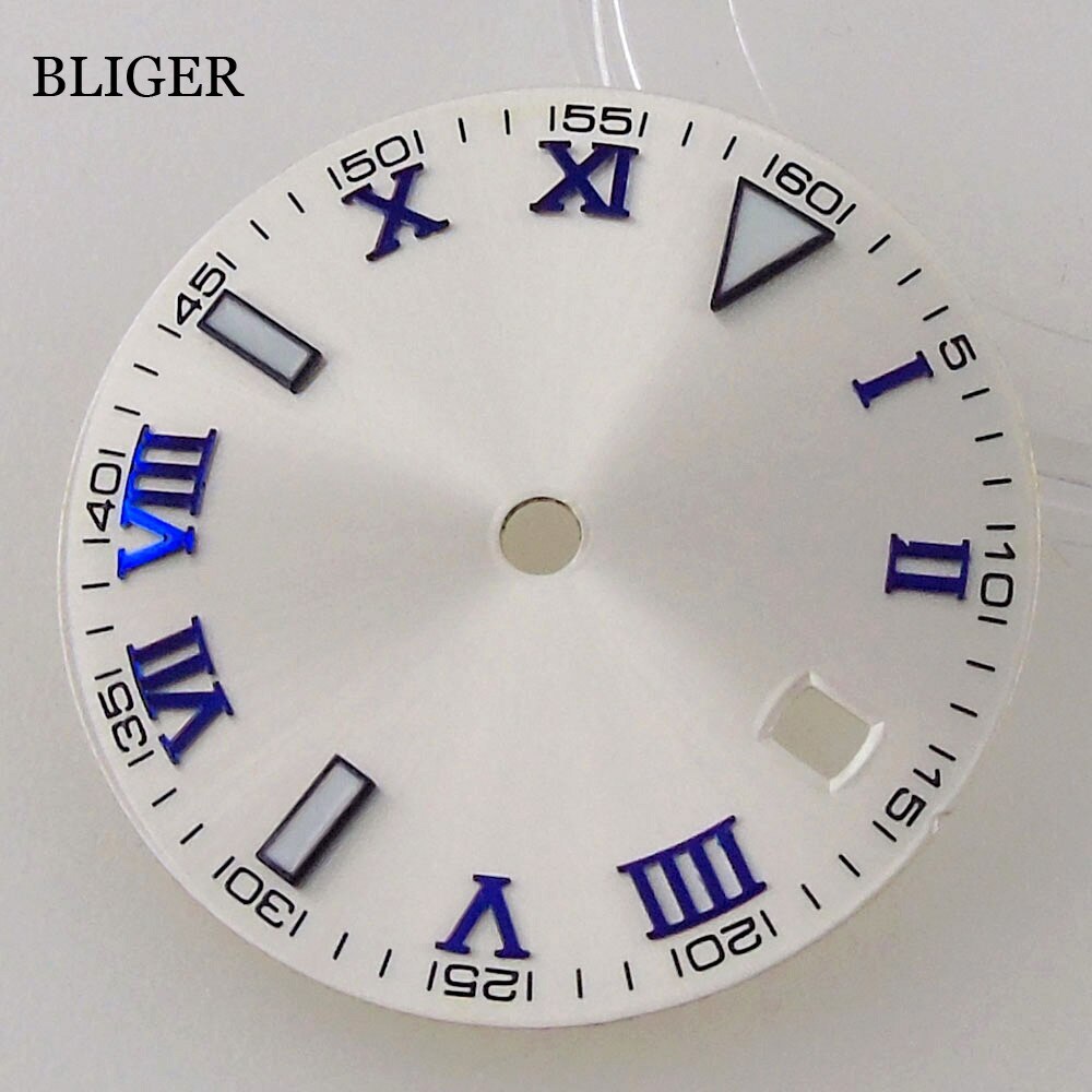 29mm Silver Watch Dial Blue Roman Numerals Datejust Hand Fit NH35A MIYOTA 8215