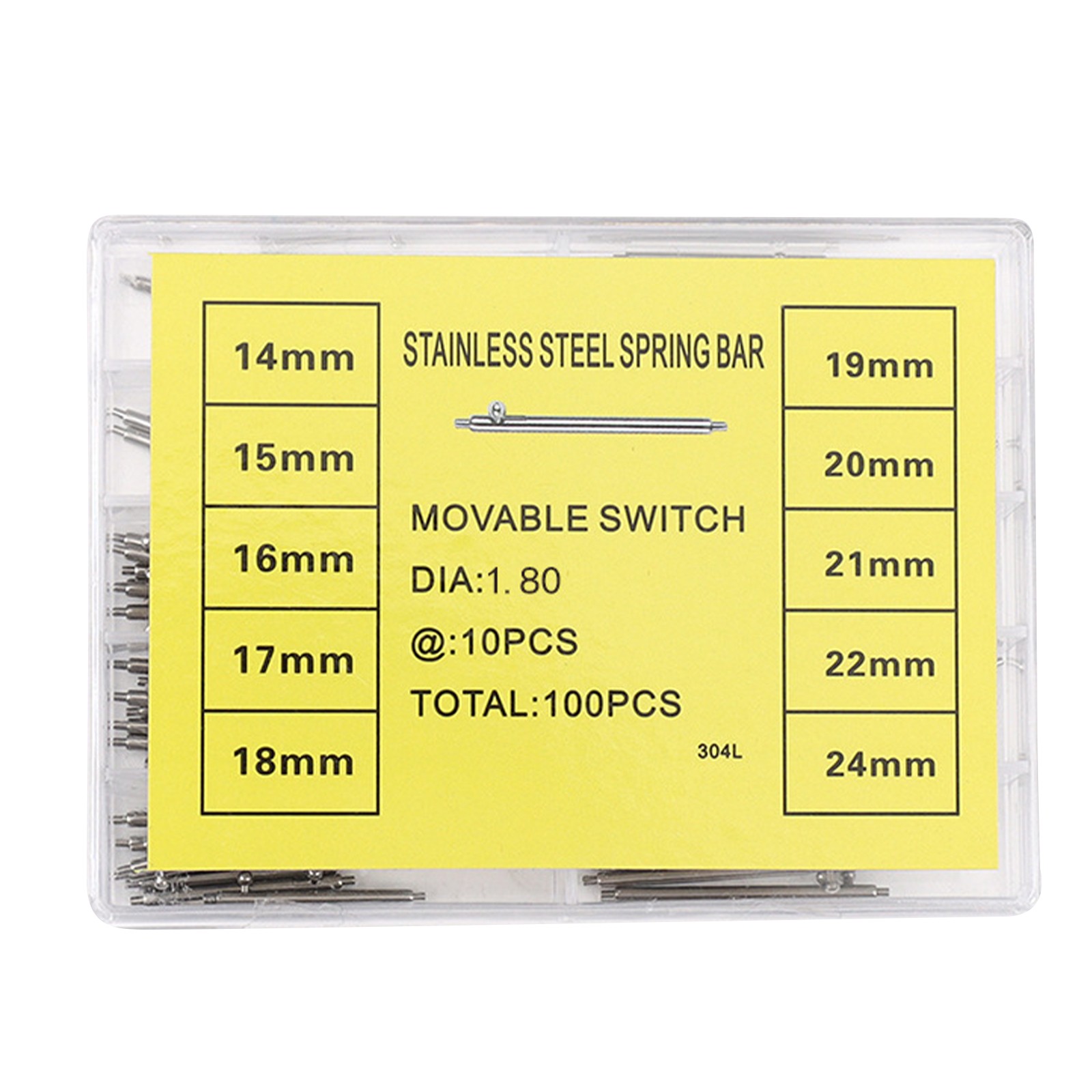1.8mm Thickness Quick Release Watch Band Spring Bar Assortment 14mm-24mm w