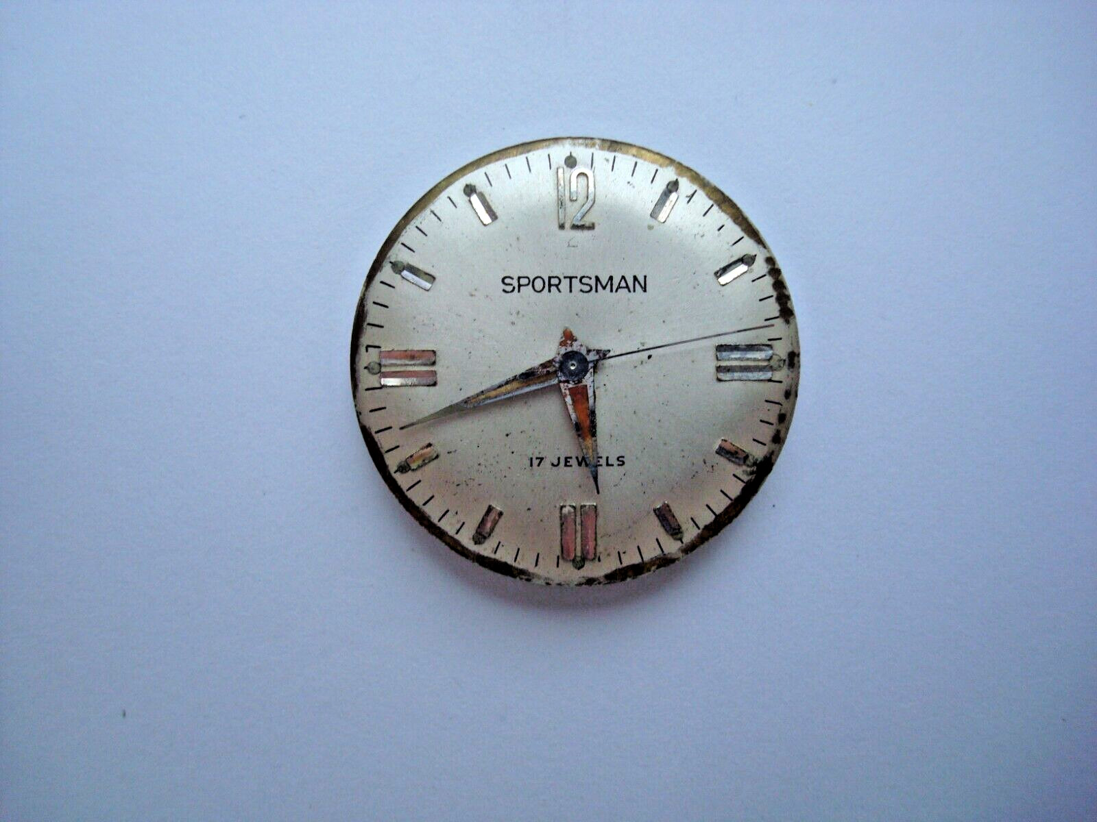 Sportsman Men’s Watch Movement 17j. Manual Wind up AS Is for Parts- Read