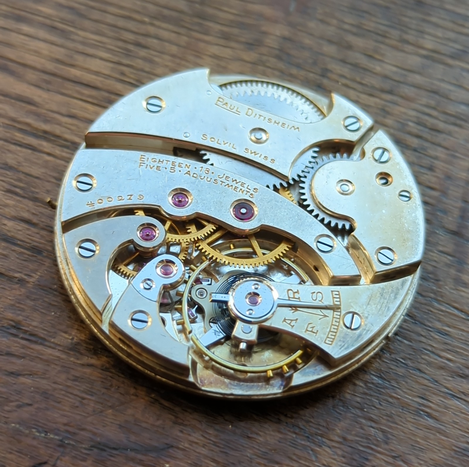 Paul Ditisheim 18J 5 Adjustments Pocket Watch Movement Ticking (G75)