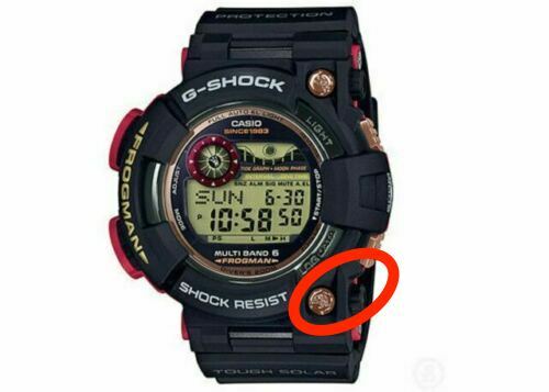 Casio G-Shock GWF-1035F gold tone bezel decorative screw @ 5:00 hour position
