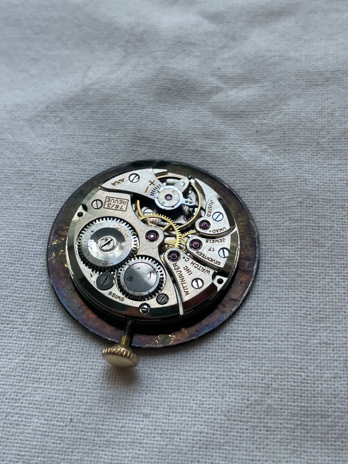 Wittnauer 76/3 Revue – movement for mens watch RUNS, lot2907