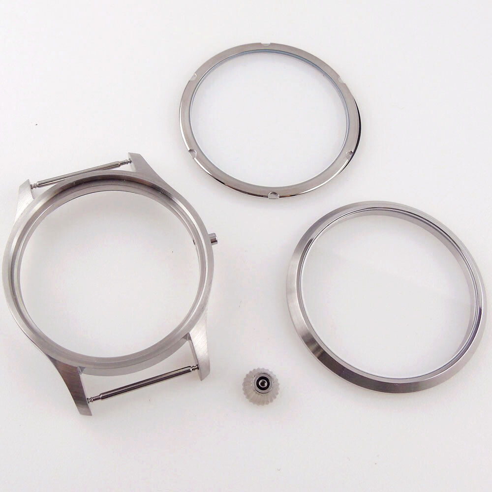 Silver 42mm Sterile Watch Case+Hands+Dial For ETA 6497 ST 3600 Hand Winding Movt