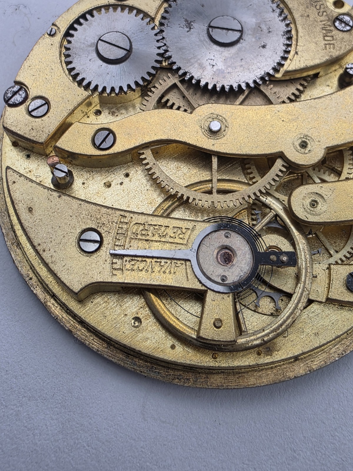 Vintage LANGENDORF 1a Swiss Pocket Watch Movement + Dial 47mm Lot 507
