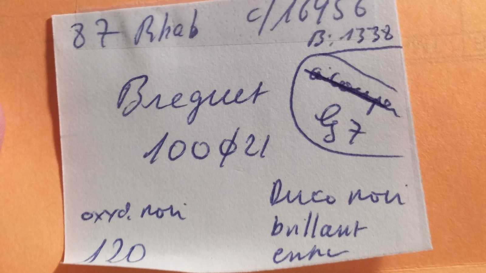 Breguet Hand. 6mm from bottom of hole. 100/21. 1338. Duco non brilliant – BLACK