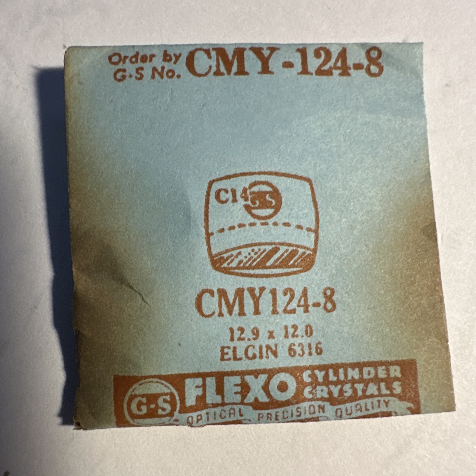 Vintage NOS G-S Acrylic Watch Crystal CMY124-8 12.9 X 12 Elgin 6316