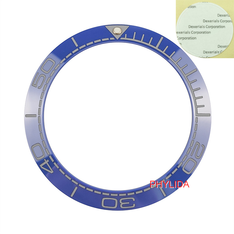 41.5mm Blue Bezel Insert Ocean Planet Style Watch Ring Ceramic Gray Printing