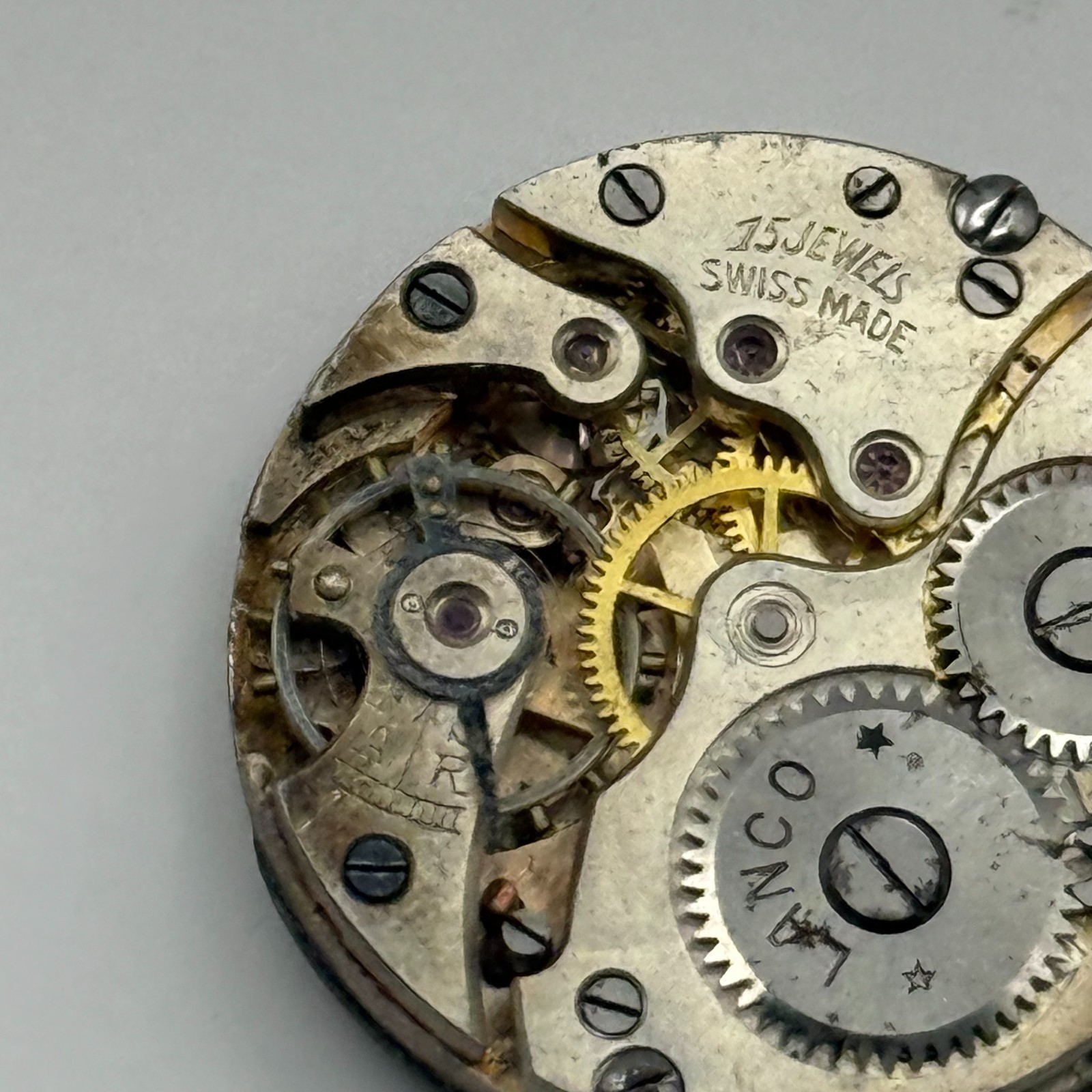 Lanco Watch Movement 15 Jewels Swiss Manual Wind Vintage Parts Repair 23.6mm