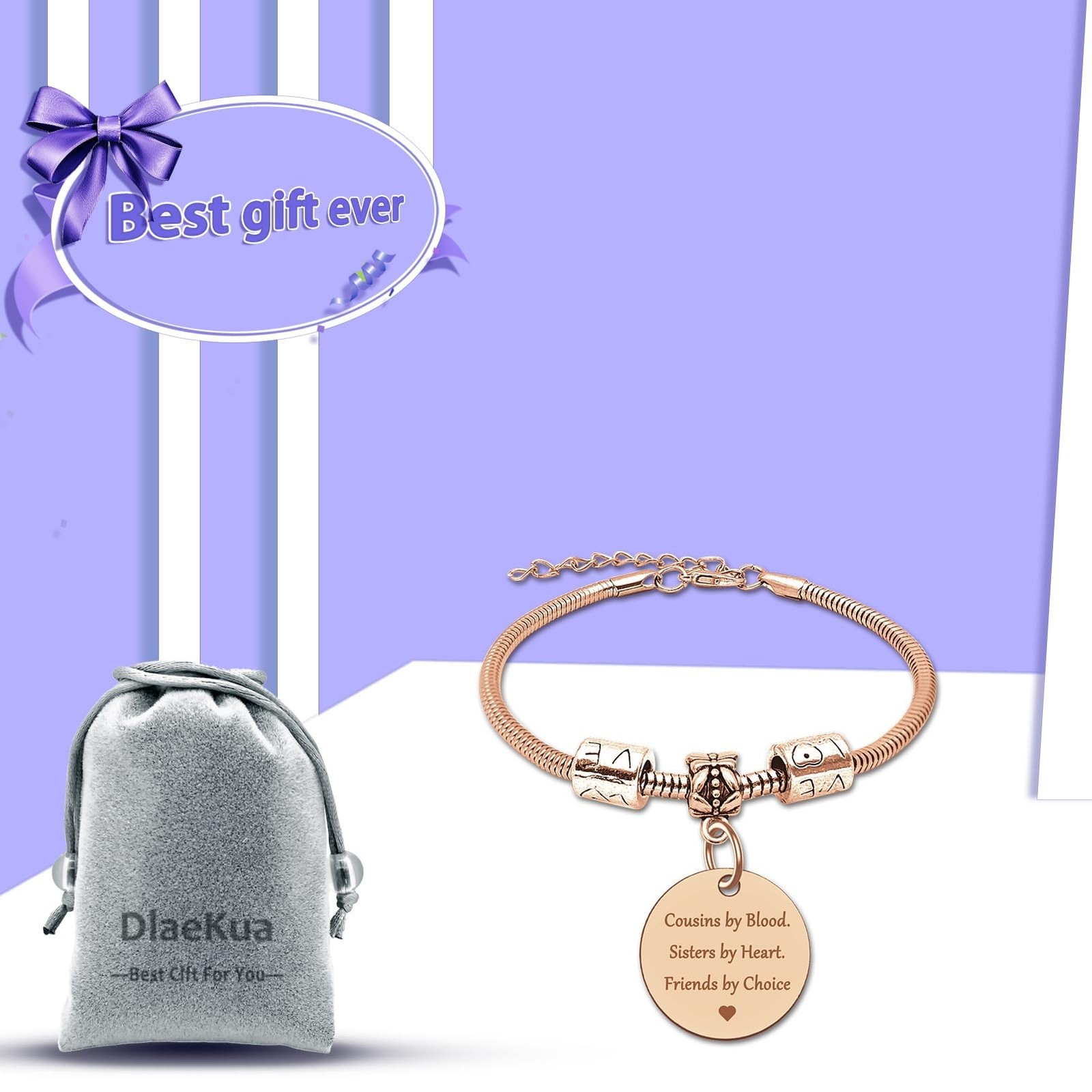 DlaeKua Cousin Gift Bracelet Stainless Steel Christmas Gift for Cousin Birthd…