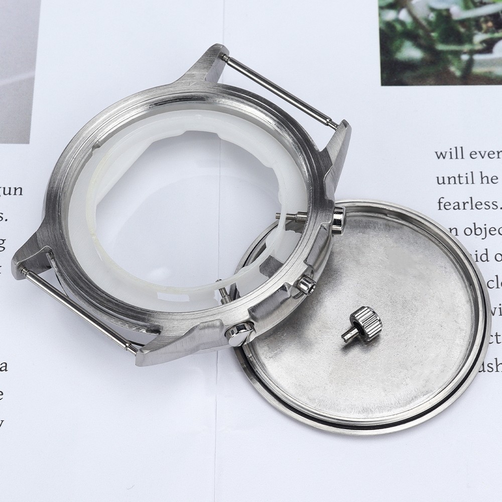 Retro Aviator Watch Case Brushed 46.8mm Stainless 10ATM For Seiko VD53 Movement