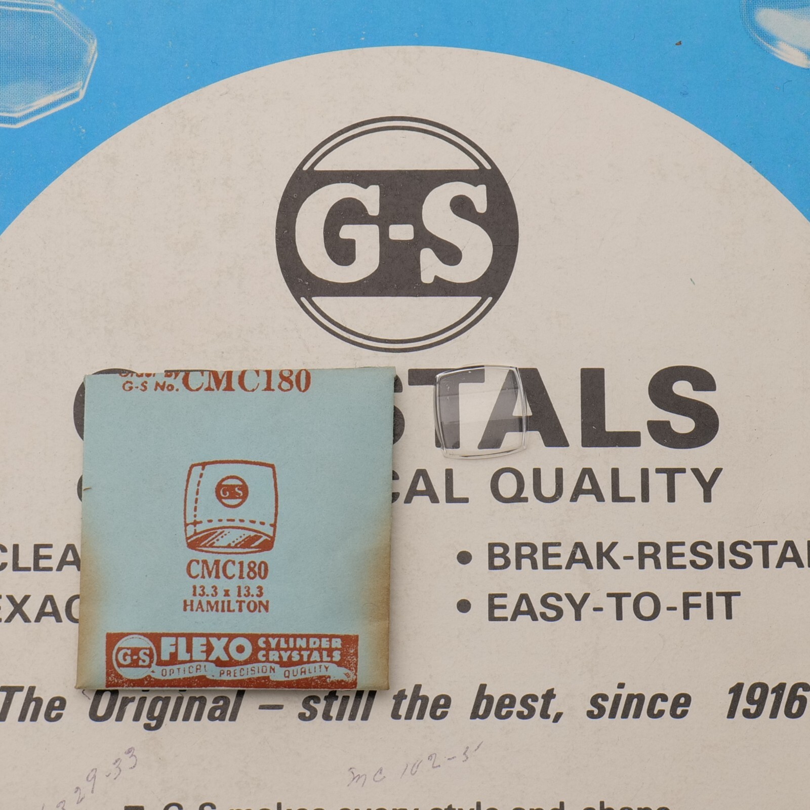 Vintage NOS GS Watch Crystal CMC180 Hamilton – 13.3 x 13.3mm NEW (MC)