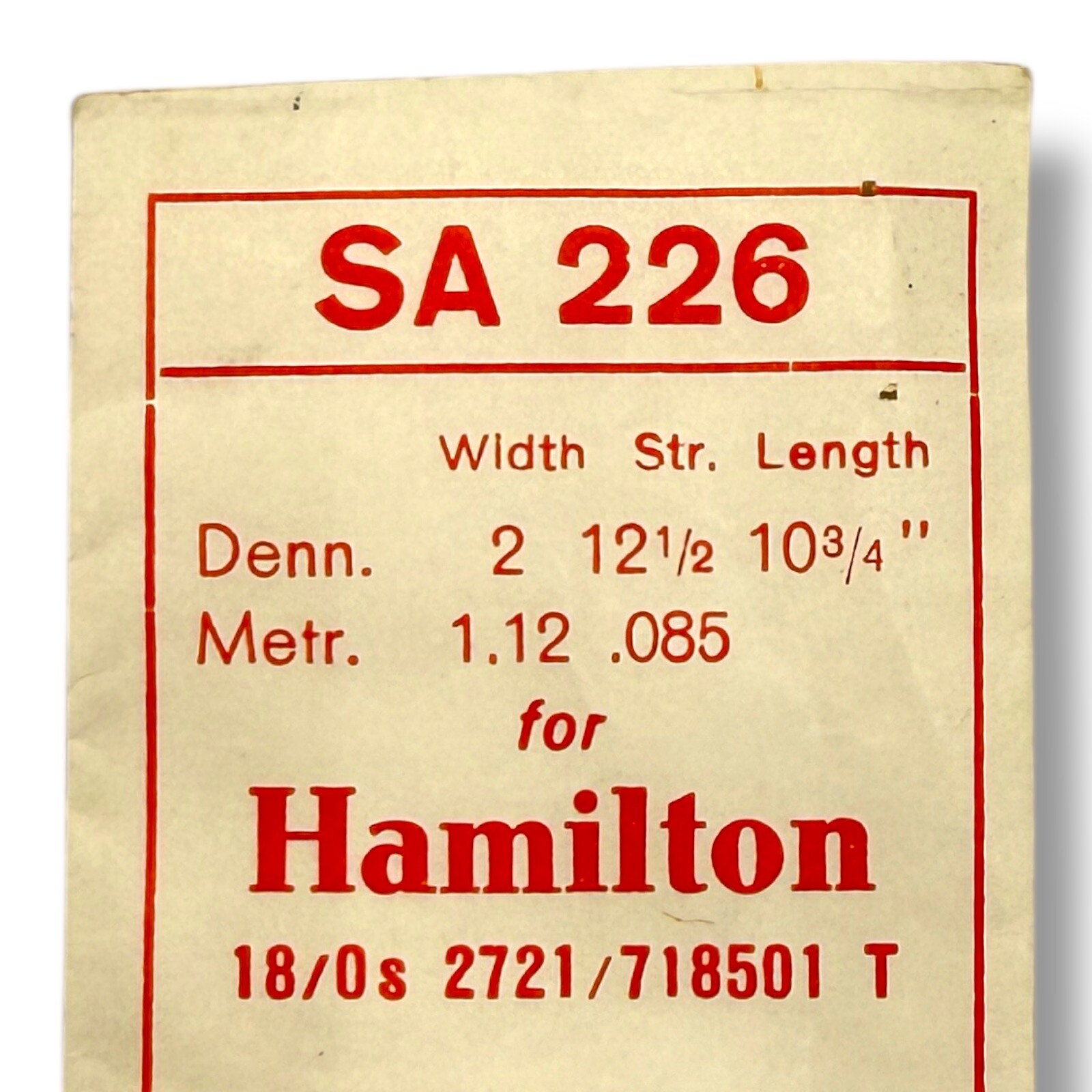 Hamilton 18/0s 718501 Mainspring Watch Part 2 x 12 1/2 x 10 3/4 Alloy SA226 Read